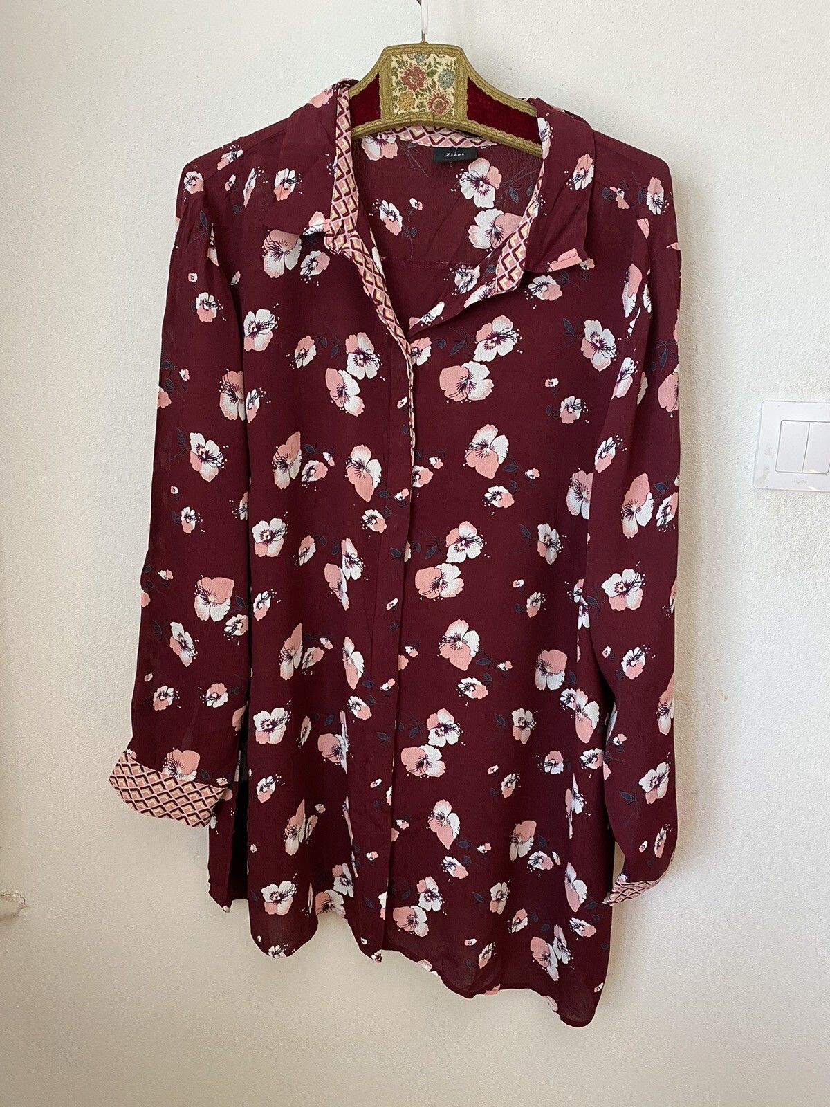 Other Zizzi Burgundy Blouse Plus Size 20 Floral Sk55 Size 3XL / US 20-22 - 1 Thumbnail