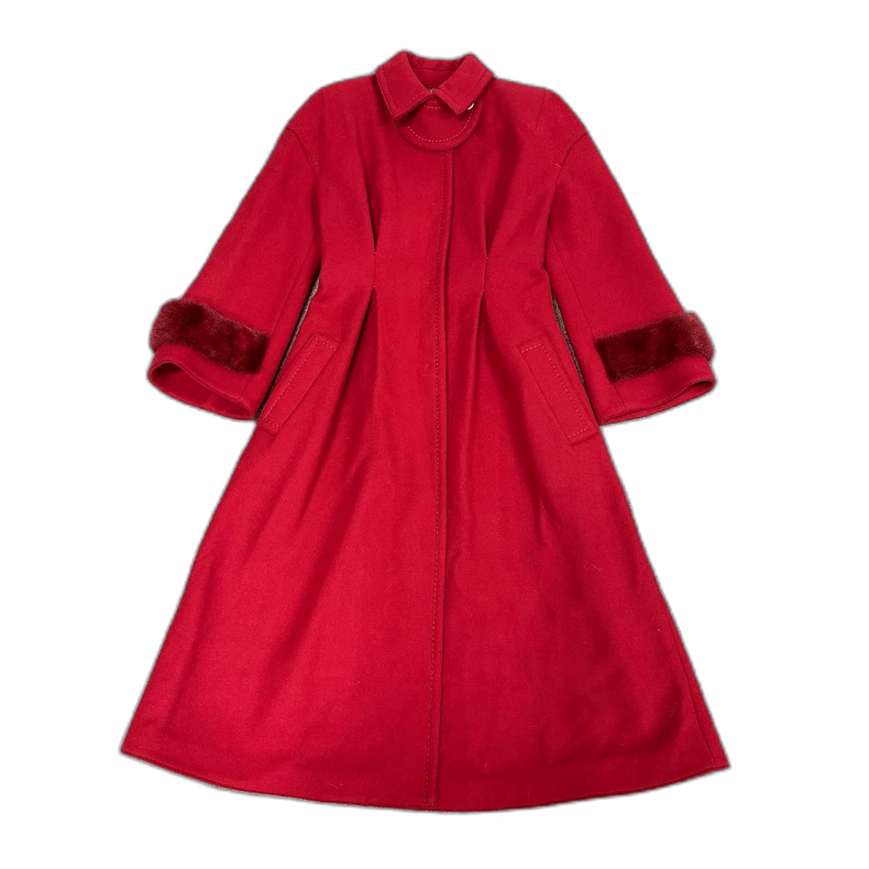 Fendi Fendi Red Wool Faux Fur Coat Size US M / EU 48-50 / 2 - 1 Thumbnail