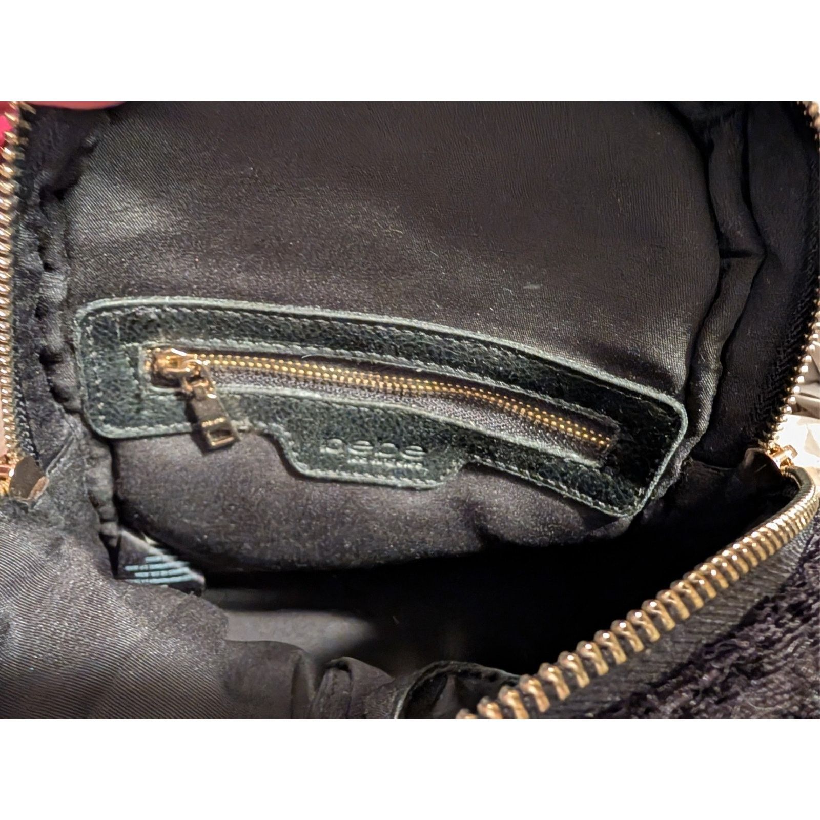Bebe BEBE Quilted Black Velvet Mini Backpack Gold Hardware NWT Size ONE SIZE - 5 Thumbnail