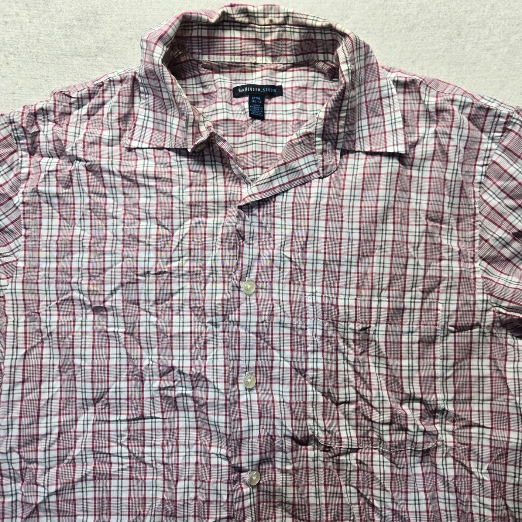 Van Heusen Van Heusen Studio Shirt Plaid Button-Up Short Sleeve Men Size 16.5 Multicolor LT Casual Size US XL / EU 56 / 4 - 2 Thumbnail