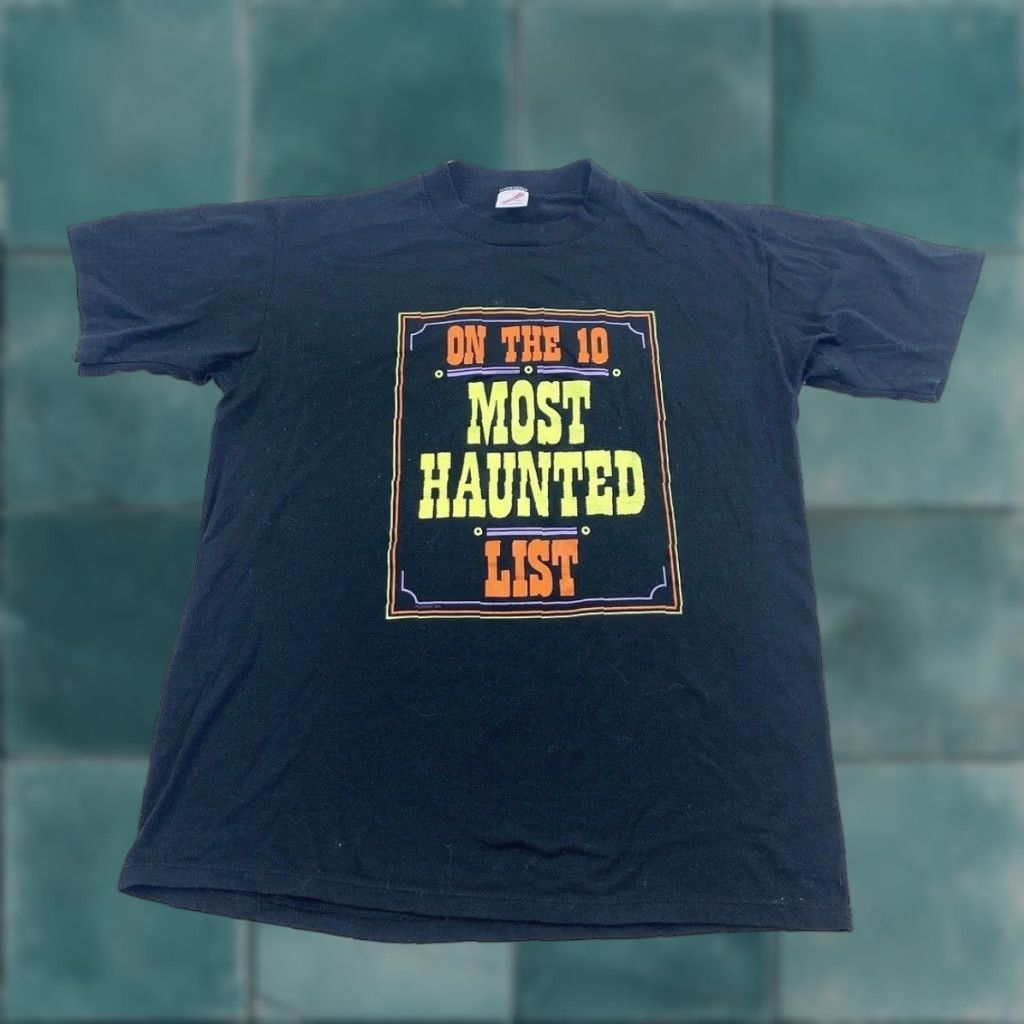 Jerzees VINTAGE Most Haunted T Shirt Mens XL Black Made In USA Size US XL / EU 56 / 4 - 1 Thumbnail