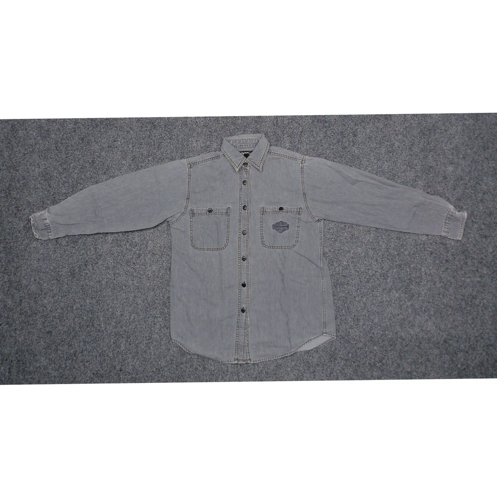Harley Davidson VINTAGE Harley Davidson Womens Medium Button Up Shirt Gray Y2K Oversized Embroidered Size M / US 6-8 / IT 42-44 - 5 Thumbnail