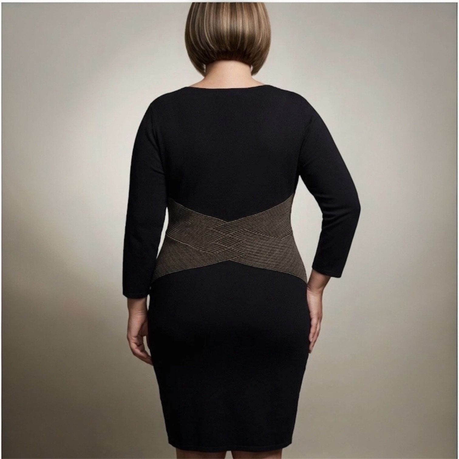 Marina Rinaldi Marina Rinaldi Black Sheath Crossover Waist Knitted Dress XL Size 3XL / US 20-22 - 2 Thumbnail