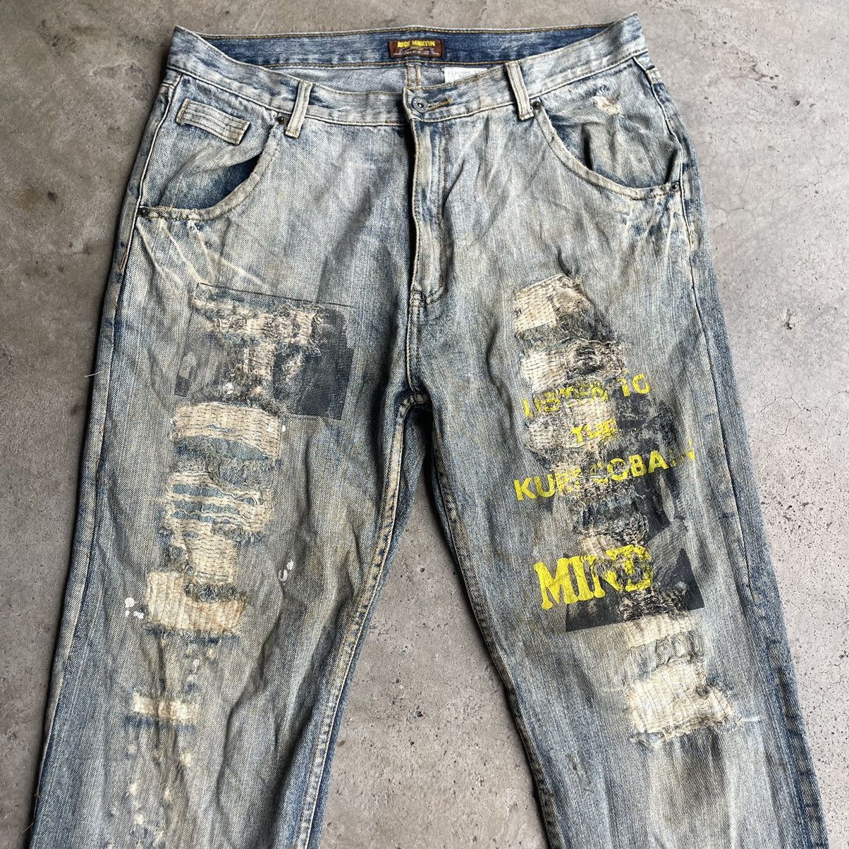 Vintage 🔥Joge Martin Patchworks Ripped Distress Dirty Denim Jeans Size US 36 / EU 52 - 2 Thumbnail