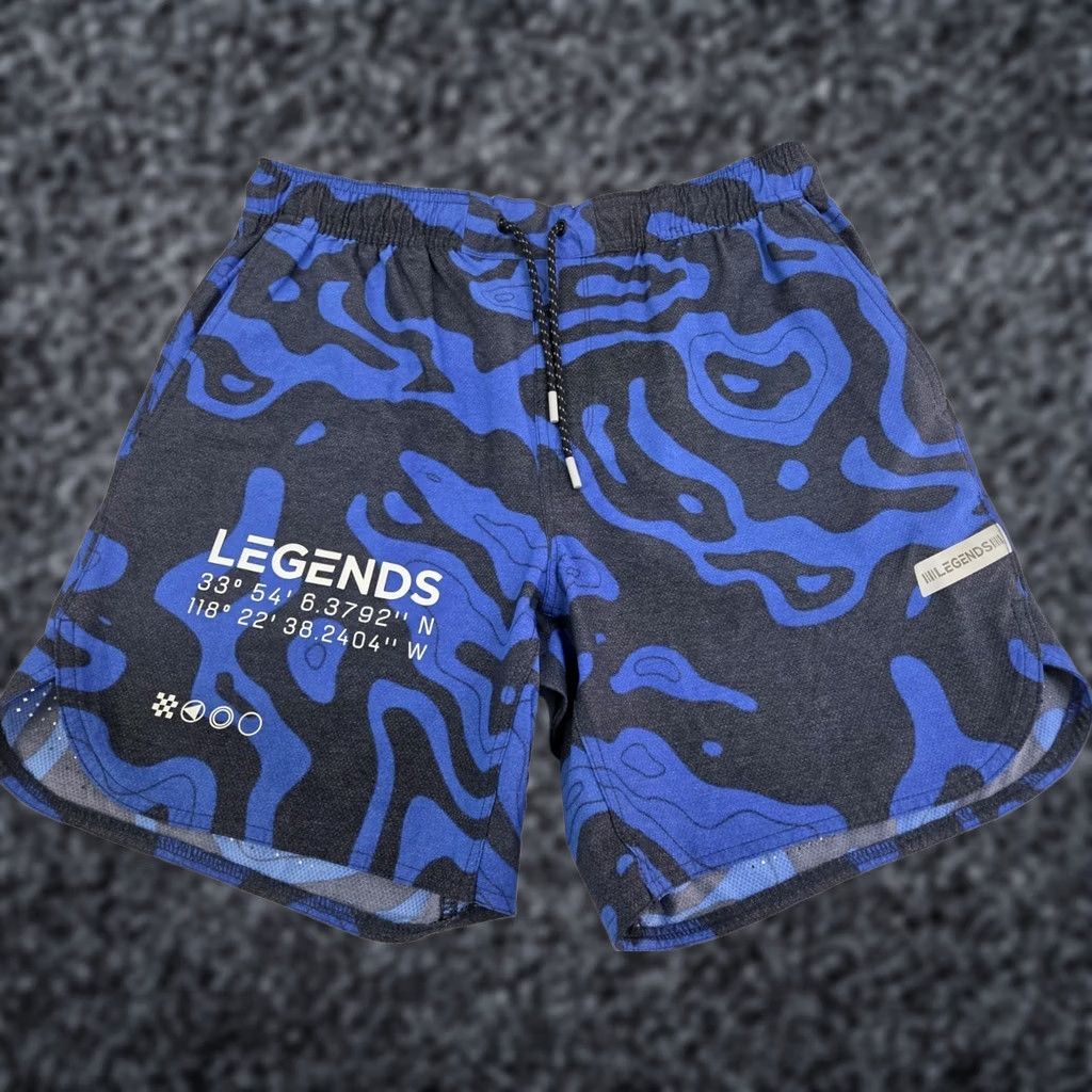 Vintage NWT Legends Mens Hybrid Shorts Water Pattern Drawstring Back Pocket Zip Pockets Lightweight Quick Dry L Size US 33 - 1 Thumbnail