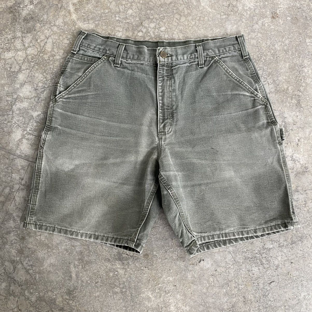 Carhartt VTG Carhartt Faded Moss Green Carpenter Baggy Shorts Jorts Size US 34 / EU 50 - 8 Thumbnail