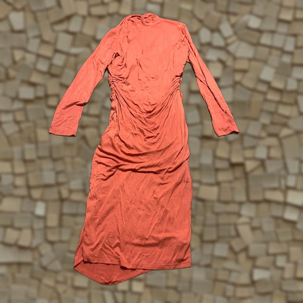 Venus Venus Dress Women's Small Orange Long Sleeve Midi V-Neck Pullover Casual - Maxi, Regular, VenUs Size S / US 4 / IT 40 - 1 Thumbnail