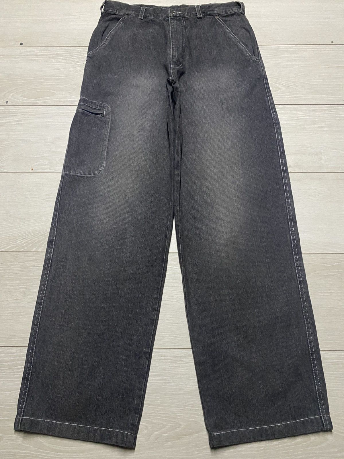Japanese Brand Vintage Monterey & Carmei Black Faded Cargo Pants Size US 31 - 1 Thumbnail