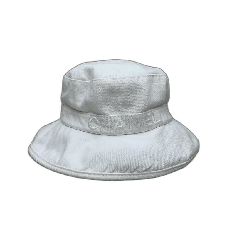Chanel CHANEL White Denim Fisherman Bucket Hat -2505 Size ONE SIZE - 1 Thumbnail