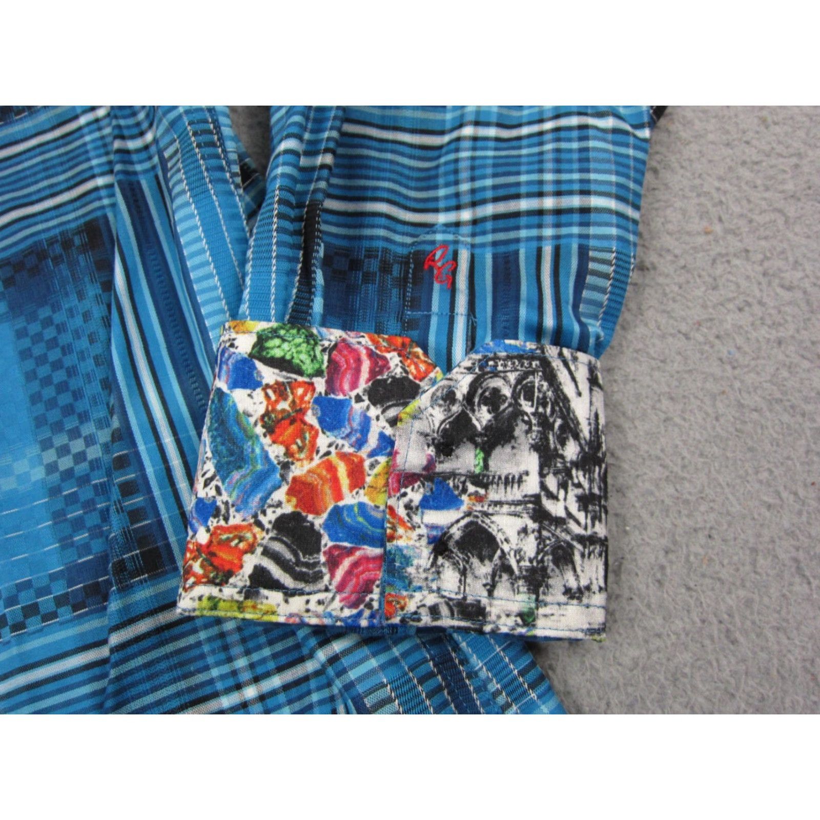 Robert Graham VINTAGE Robert Graham Shirt Mens L Blue Plaid Cotton 90s Tropical Barrel Cuff Collared Long Sleeve Dress Shirt Size US L / EU 52-54 / 3 - 5 Thumbnail