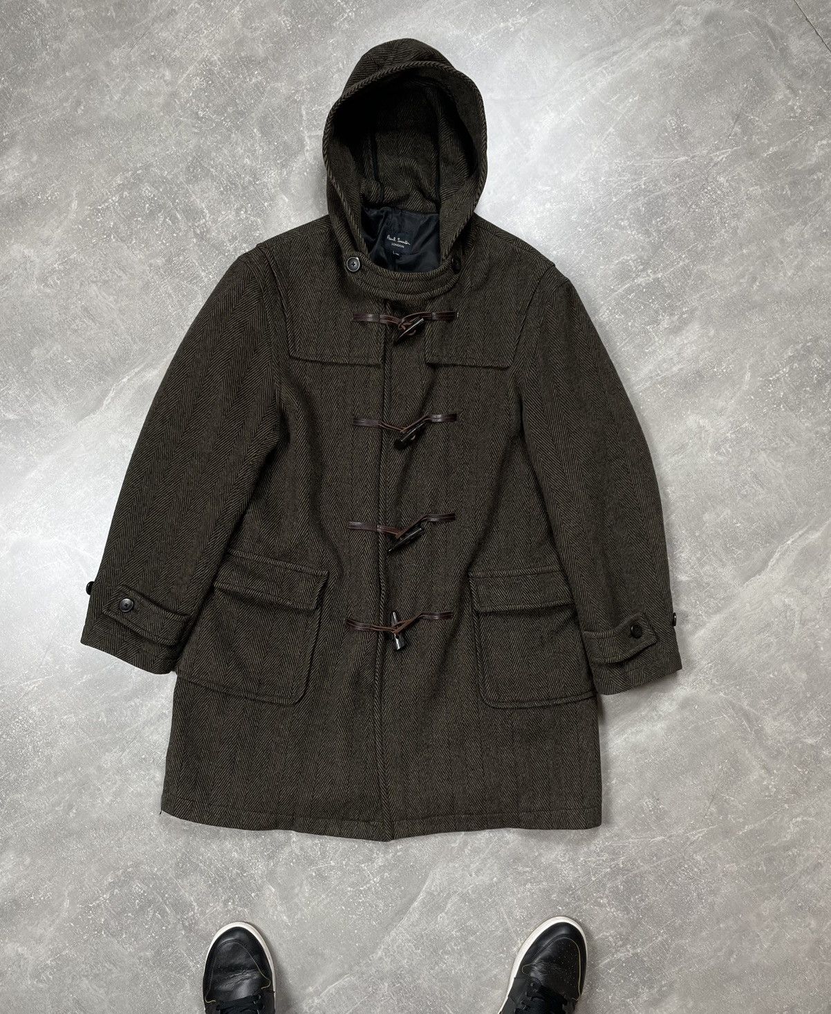 Paul Smith Paul Smith Brown Wool Herringbone Pattern Duffles Coat Size US XL / EU 56 / 4 - 3 Thumbnail