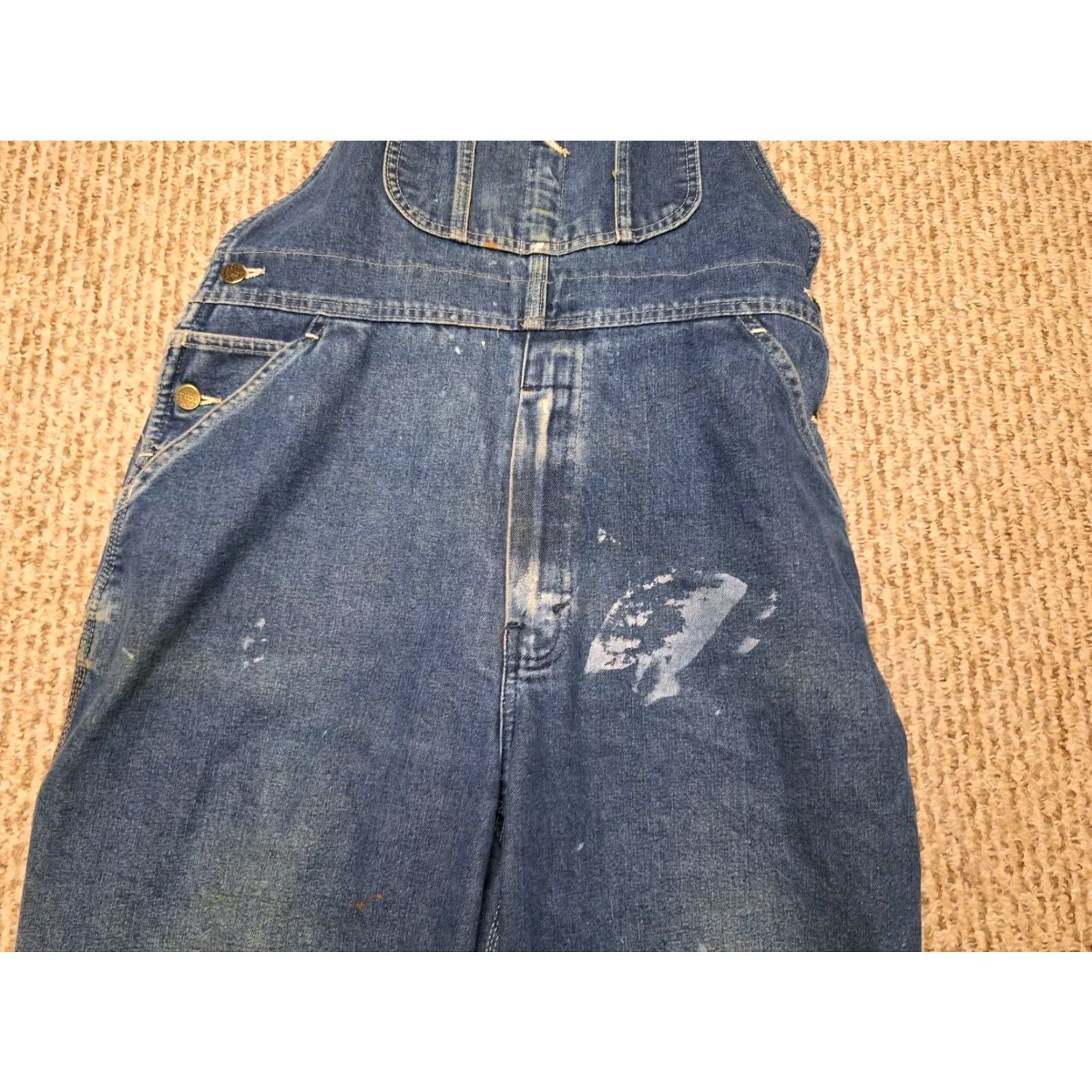 Denime Vintage Roebuck & Co. Denim Carpenter Jeans Overalls 90s Distressed Dark Blue 40 Mens Regular 40s Paint Size US 40 / EU 56 - 3 Thumbnail