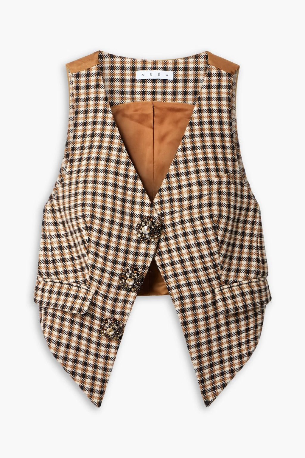Area NYC AREA Crystal embellished Checked Wool Cotton-blend Vest Size M / US 6-8 / IT 42-44 - 1 Thumbnail