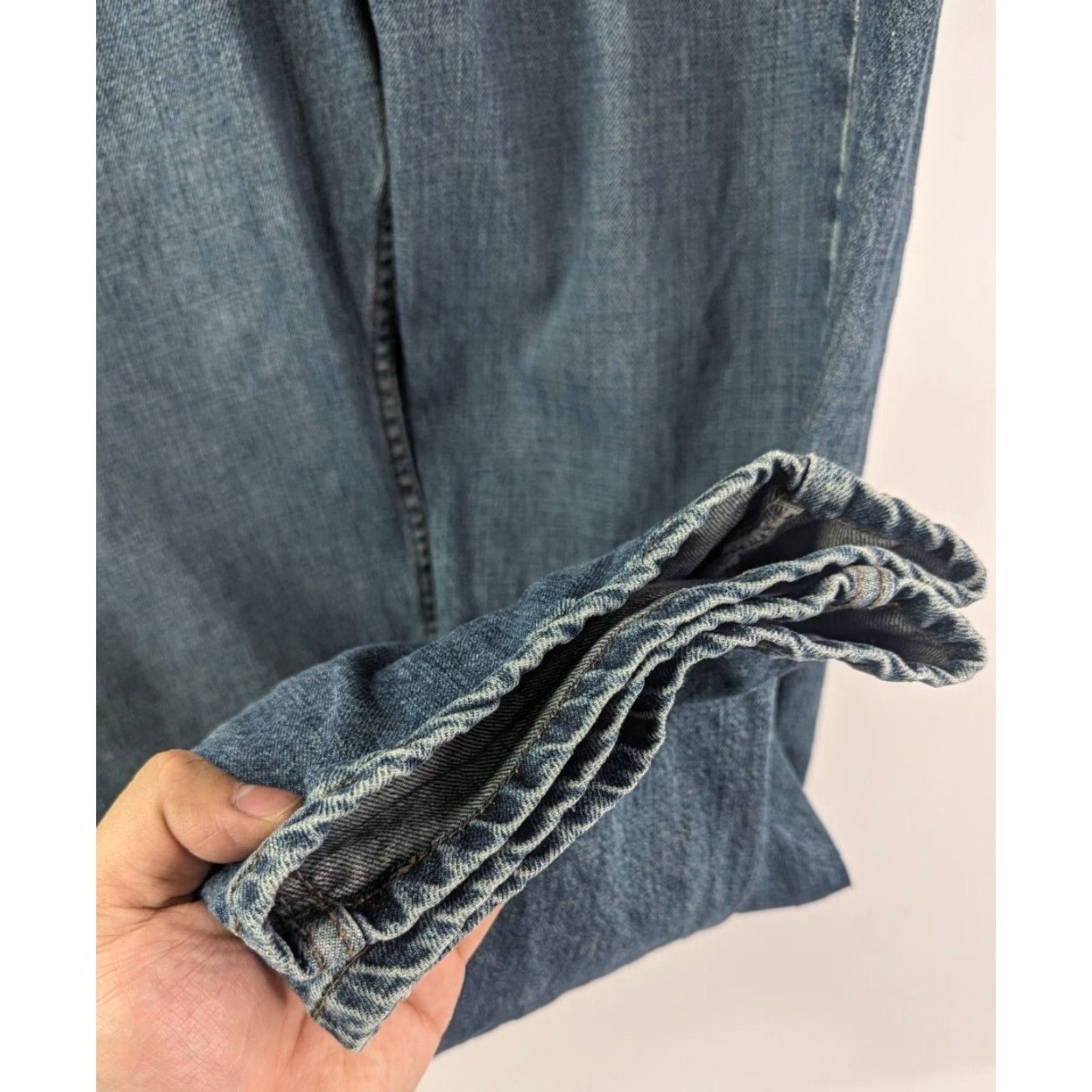 Lee VINTAGE Lee Riveted Jeans Womens Size 16 Petite High Rise Straight Denim 5-Pocket Blue 90s Grunge Y2K Mens Womens Girls? Size 38" / US 16 / IT 52 - 3 Thumbnail