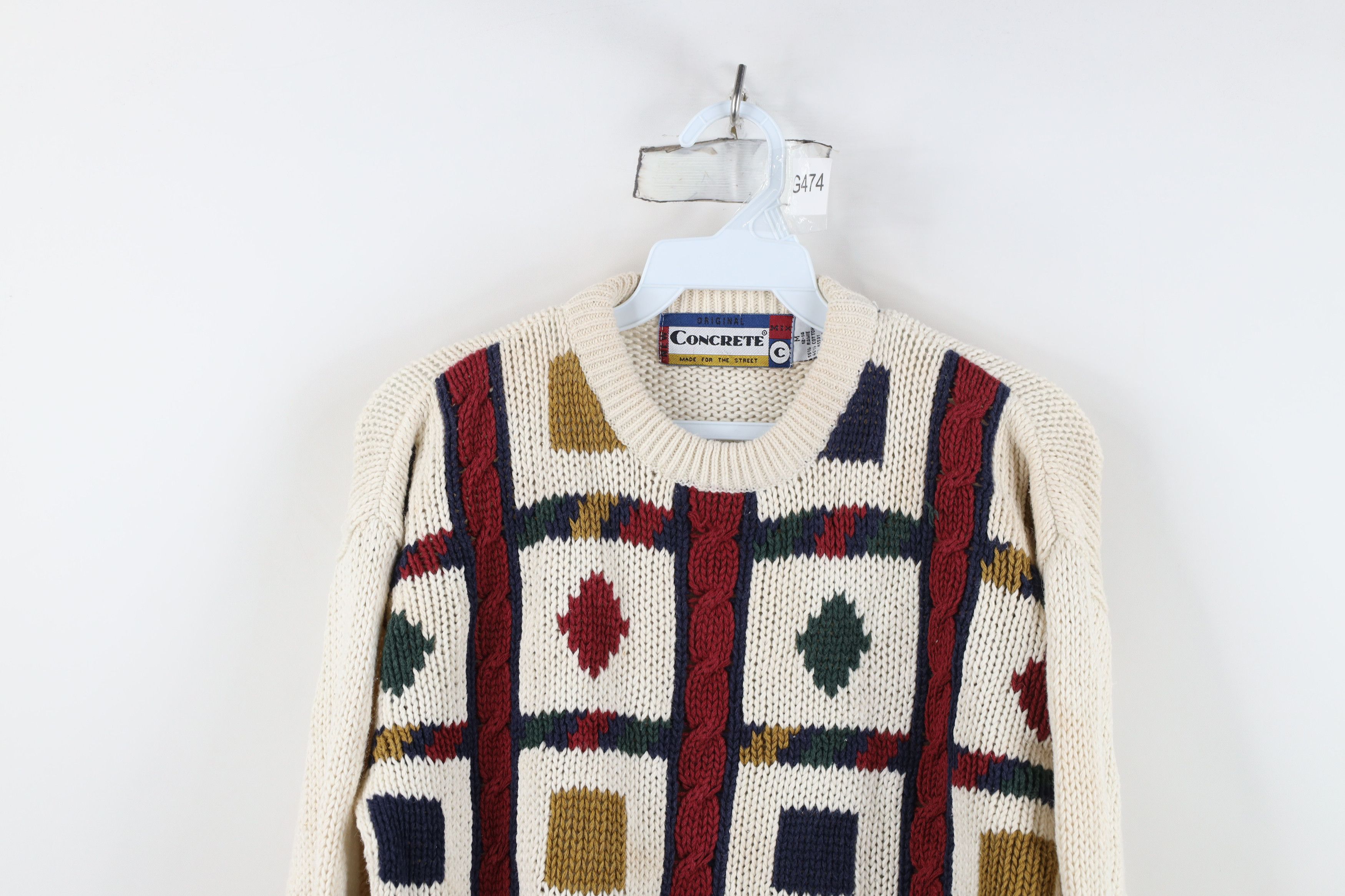 Vintage Vintage 90s Coogi Style Rainbow Checkered Cable Knit Sweater Size M / US 6-8 / IT 42-44 - 2 Thumbnail