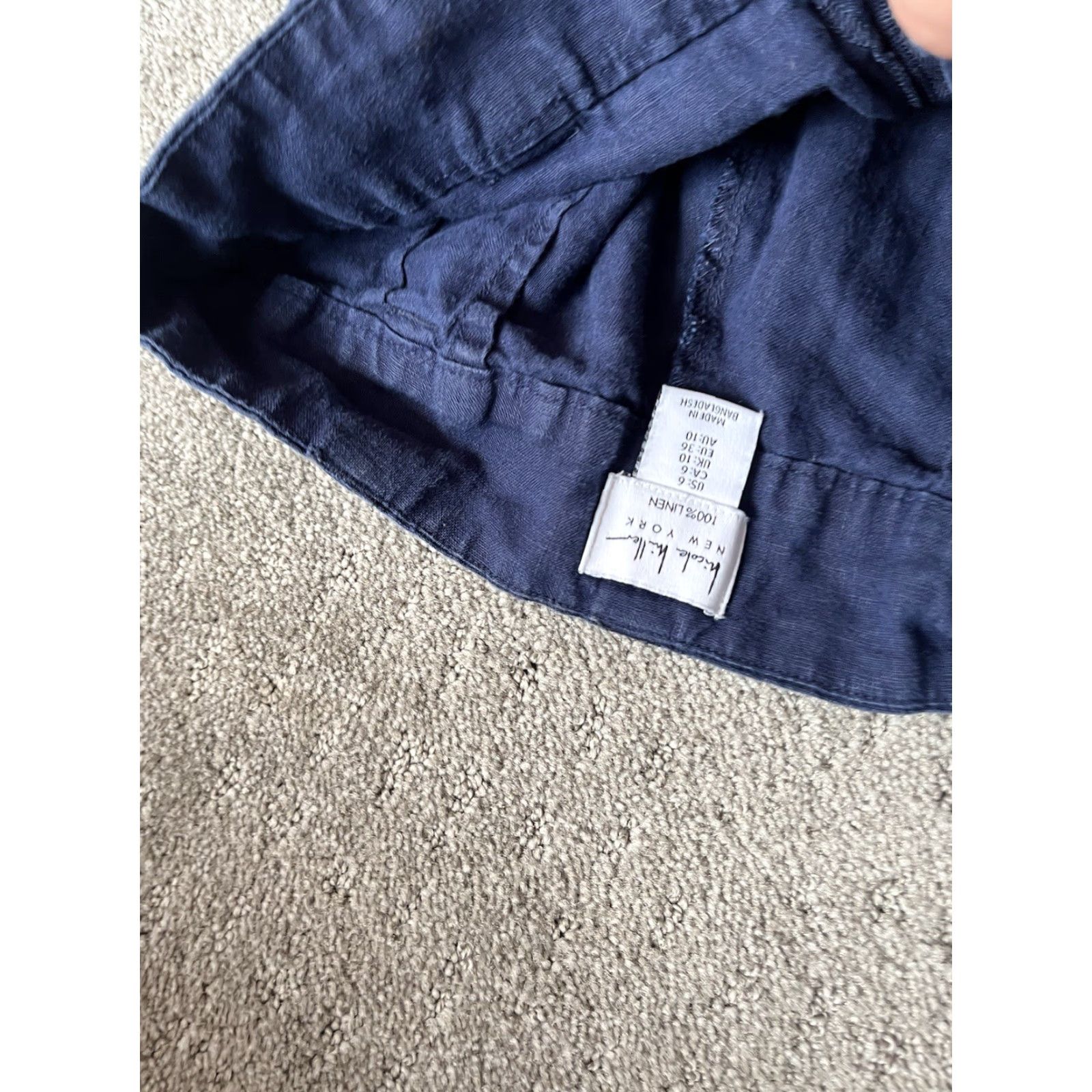 Nicole Miller Nicole Miller Linen Pants Womens 6 Navy Blue Straight Leg Beach Lagenlook Size 28" / US 6 / IT 42 - 5 Thumbnail