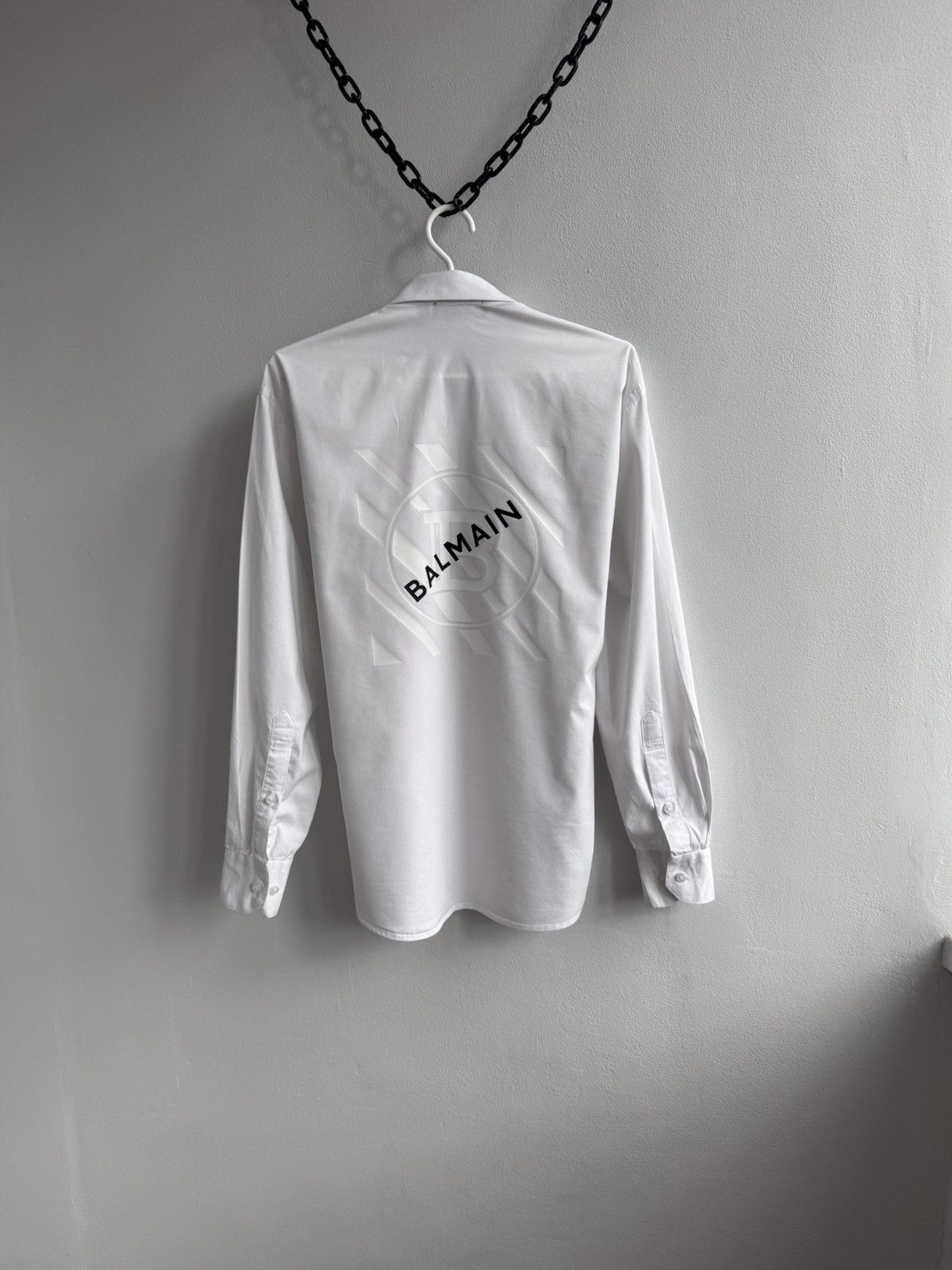 Balmain Balmain Paris White Button Up Shirt T Shirt Tee Big Logo Size US M / EU 48-50 / 2 - 1 Thumbnail