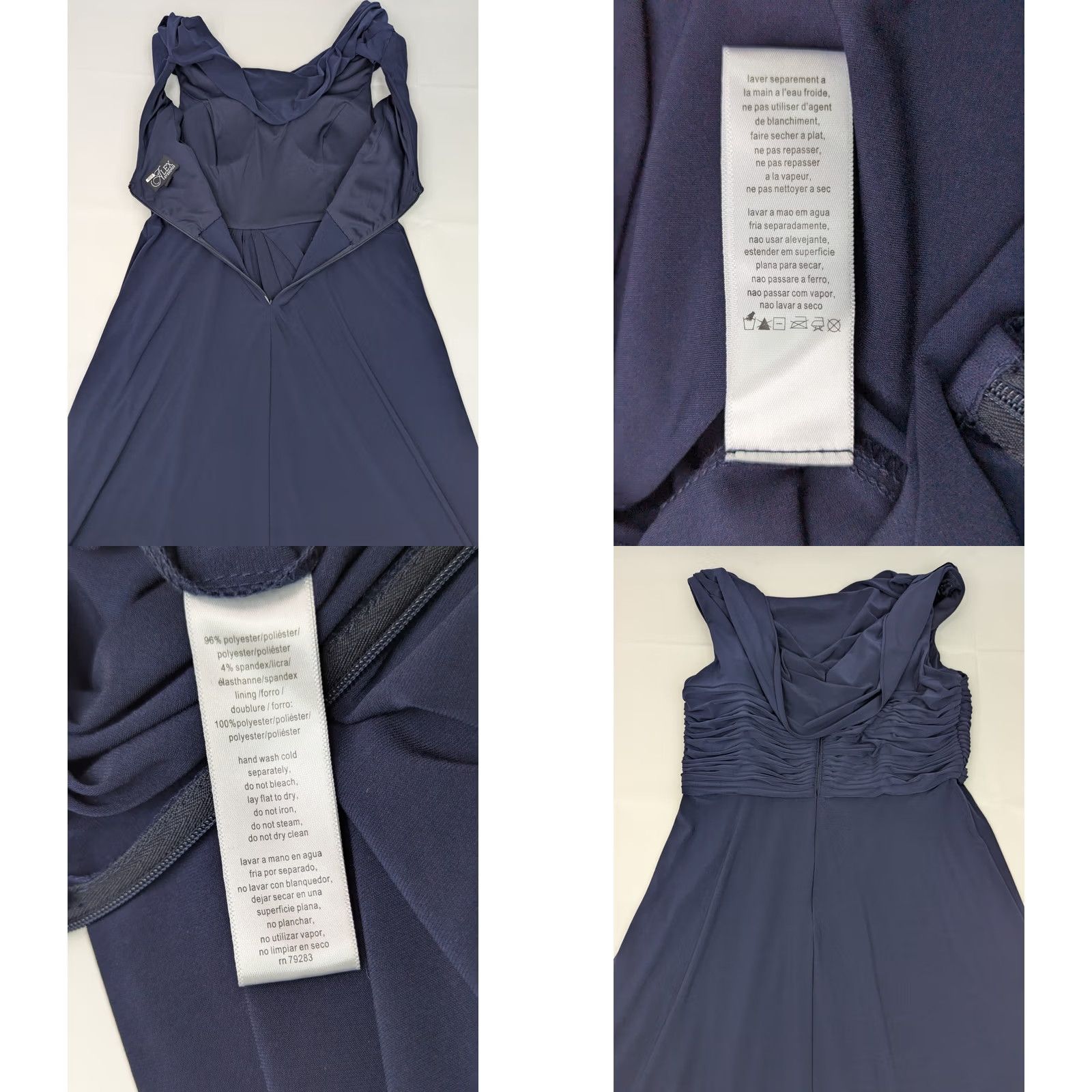 Alex Evenings Alex Evenings Navy Blue Formal Gown Dress Cowl Neck Bodice Maxi, Women 18, Beads Size XXL / US 16-18 / IT 52-54 - 10 Thumbnail