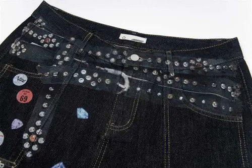 Hypebeast × Japanese Brand × Jean Pants Men's street-rocking loose wide-leg hip-hop jeans Size US 32 / EU 48 - 3 Thumbnail