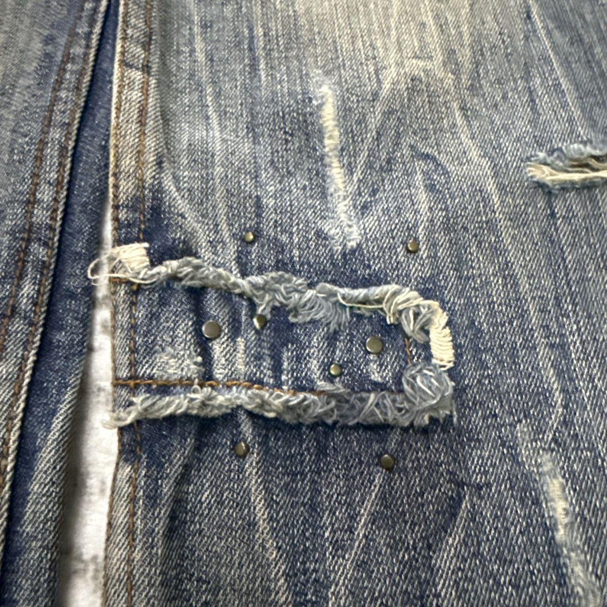Japanese Brand Euro Eagle Patchwork Distressed Studded Loose Jeans Size US 30 / EU 46 - 7 Thumbnail