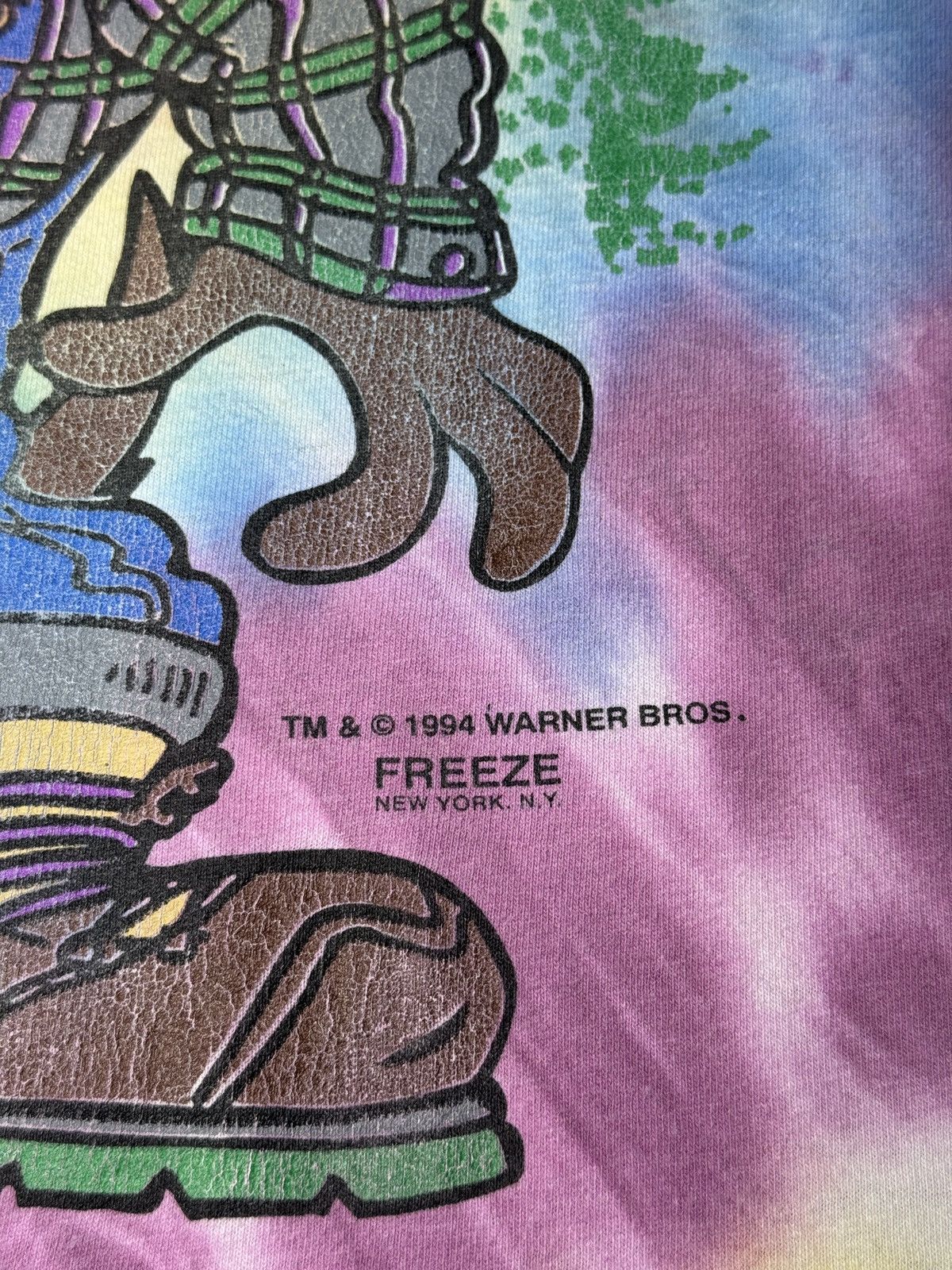 Warner Bros Vintage 90s Looney Tunes Taz Bugs Bunny Tie Dye XL T Shirt Size US XL / EU 56 / 4 - 3 Thumbnail