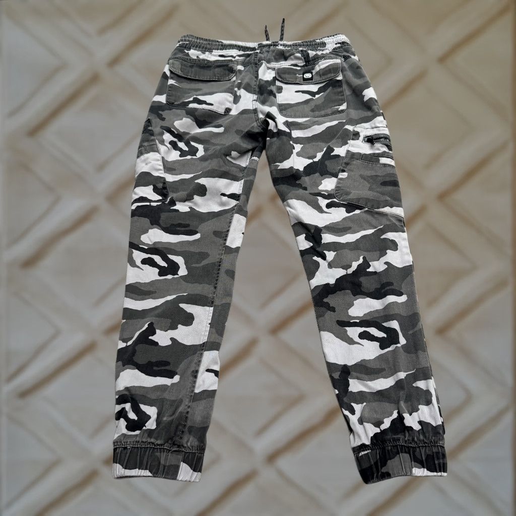 Ecko Unltd. Ecko Unltd Camouflage Cargo Jogger Pants Mens Medium Gray Elastic Waist Casual Size US 31 - 1 Thumbnail