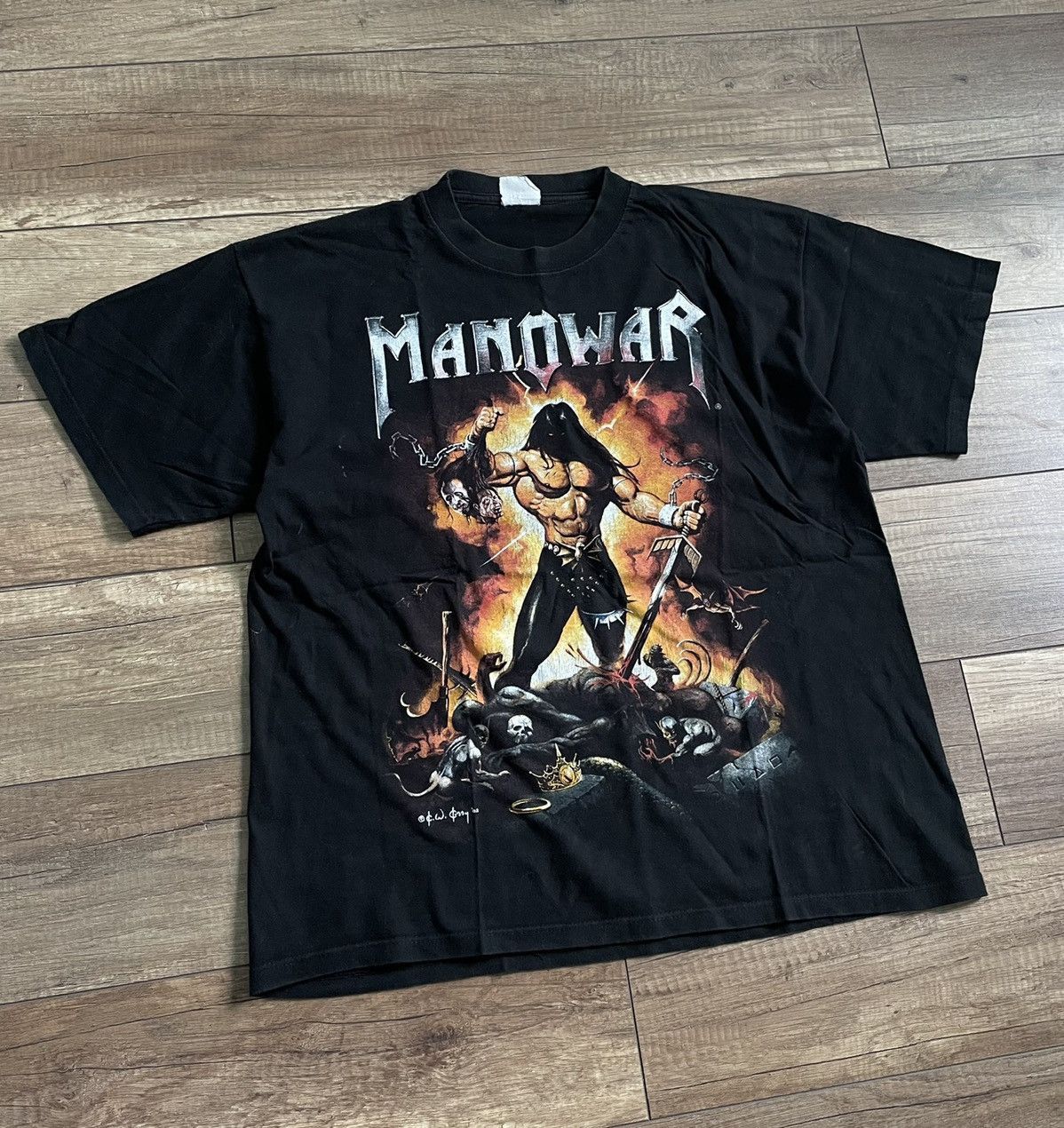Band Tees Vintage 2002 Manowar Tour T Shirt Warriors Of The World Size US L / EU 52-54 / 3 - 1 Thumbnail