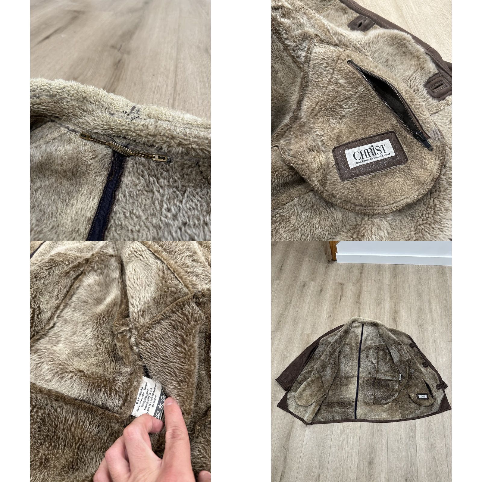 Vintage VINTAGE CHRIST Jacket Mens Brown Lightweight Sheepskin Coat 52 Medium Four pockets Size US L / EU 52-54 / 3 - 8 Thumbnail