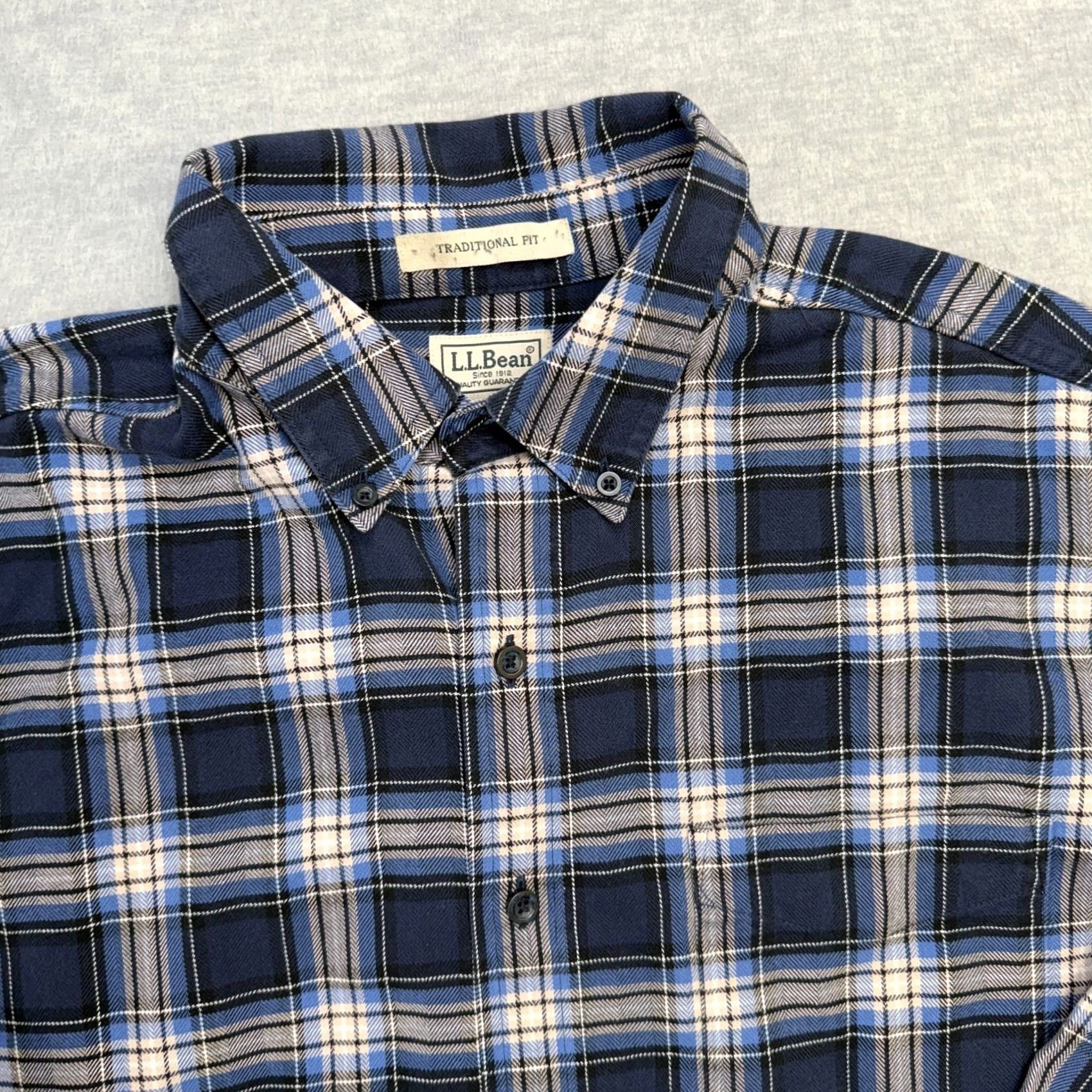 Vintage L.L. Bean Shirt Mens Large Blue Plaid Flannel Button Down Workshirt Size US L / EU 52-54 / 3 - 3 Thumbnail