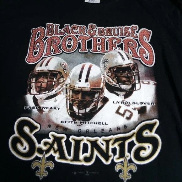NFL Vintage Black & Bruise Brothers New Orleans Saints T-Shirt Size US L / EU 52-54 / 3 - 1 Thumbnail