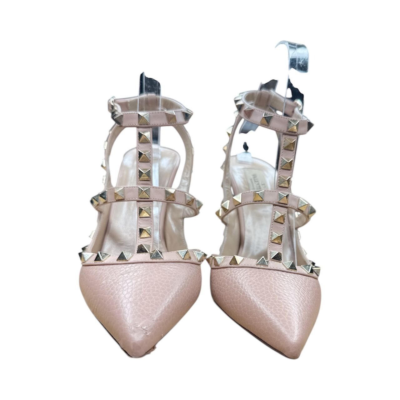 Valentino VALENTINO GARAVANI Rockstud Beige Pebbled Leather Caged Pump Size US 8.5 / IT 38.5 - 2 Thumbnail
