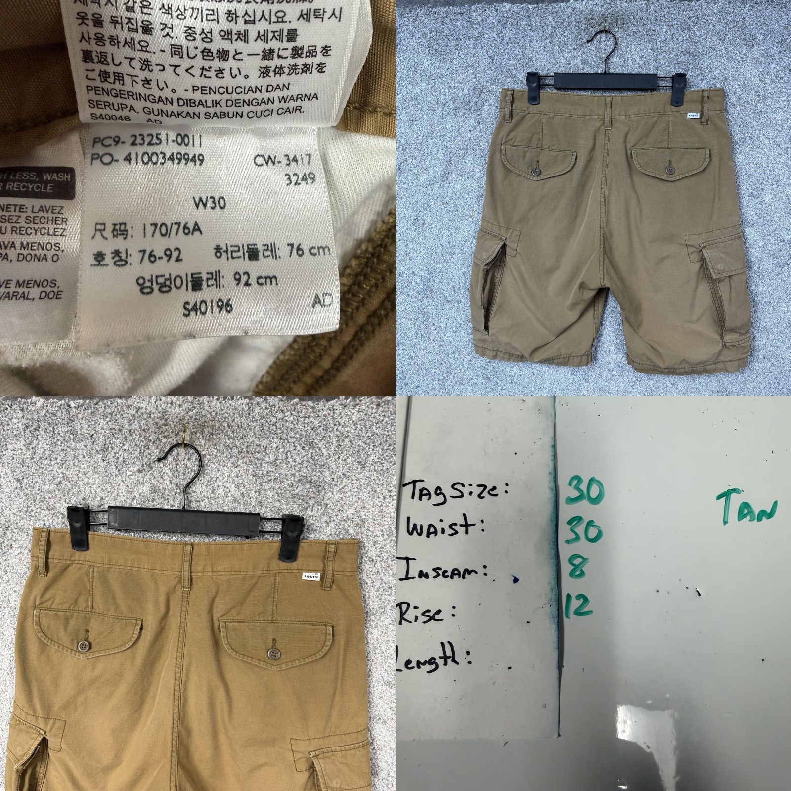 Levi's Levi's Cargo Shorts 30 Tan Cotton Canvas Cargo Pockets Hiking Outdoor Mens Regular Inseam 8in Beige Utility Streetwear Size US 30 / EU 46 - 10 Thumbnail
