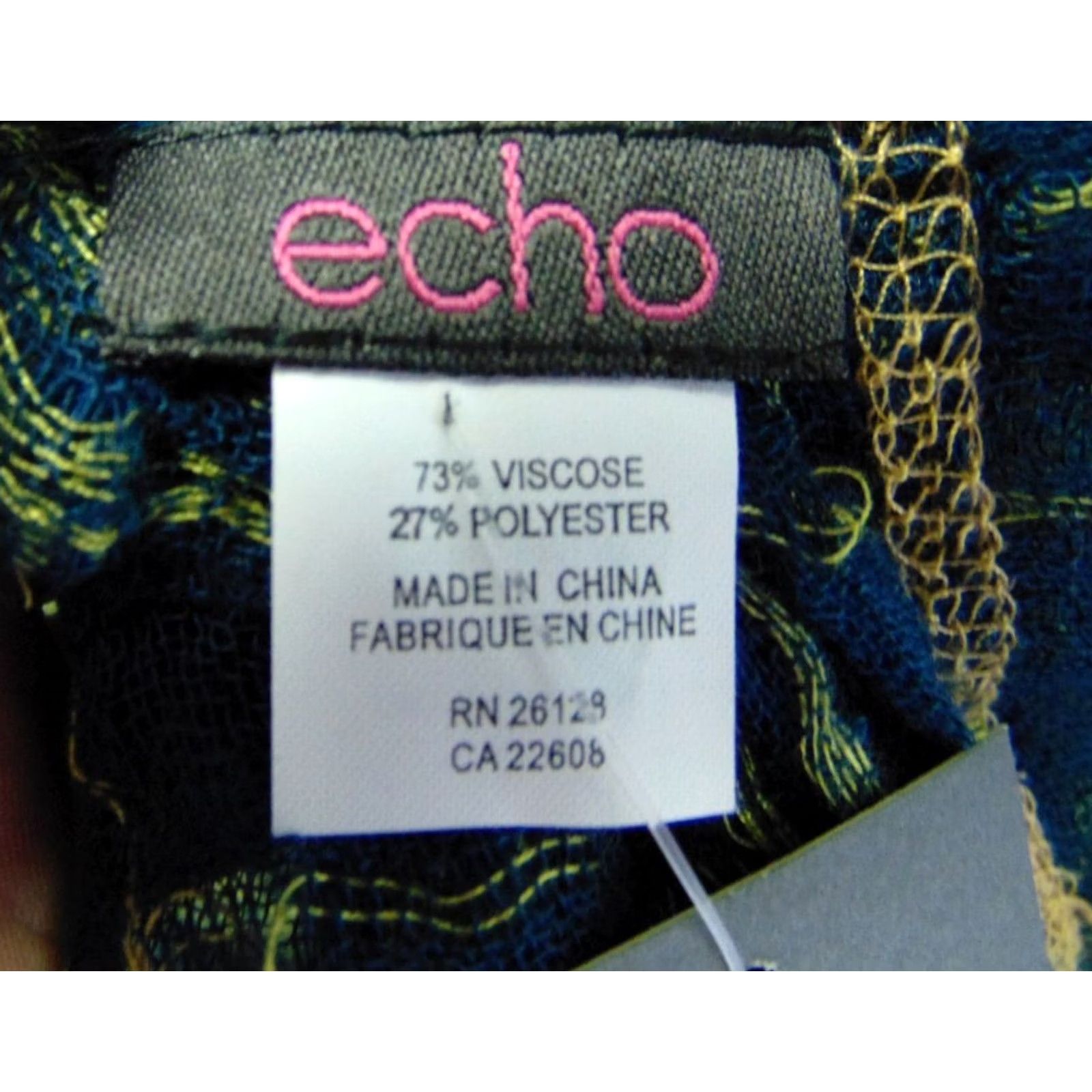 Vintage ECHO Infinity Scarf Womens Plaid Cowl Loop Blue Yellow Size ONE SIZE - 3 Thumbnail