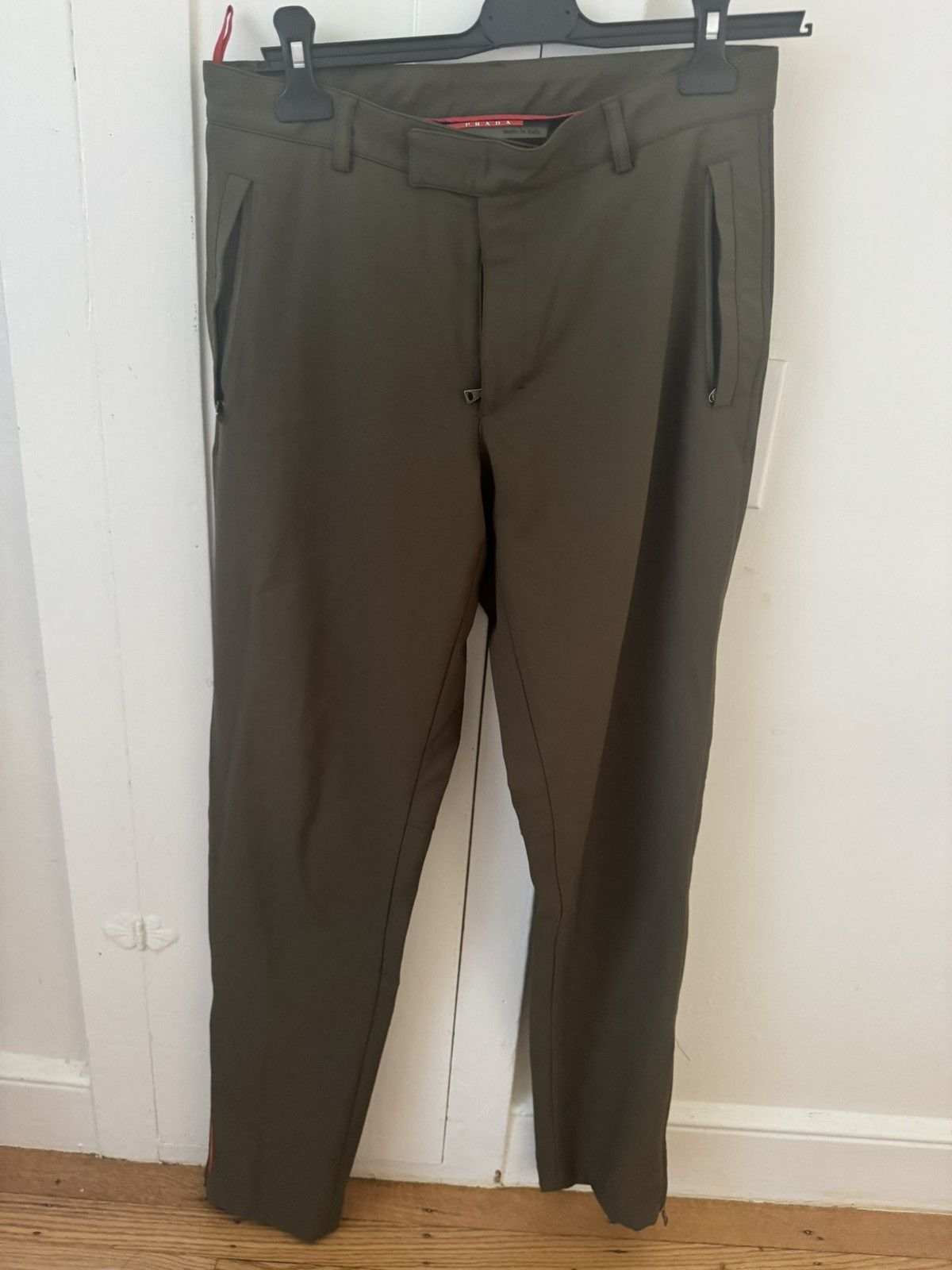 Prada Vintage Prada Olive Tech Nylon Trouser Pants Red Tab Size US 30 / EU 46 - 1 Thumbnail