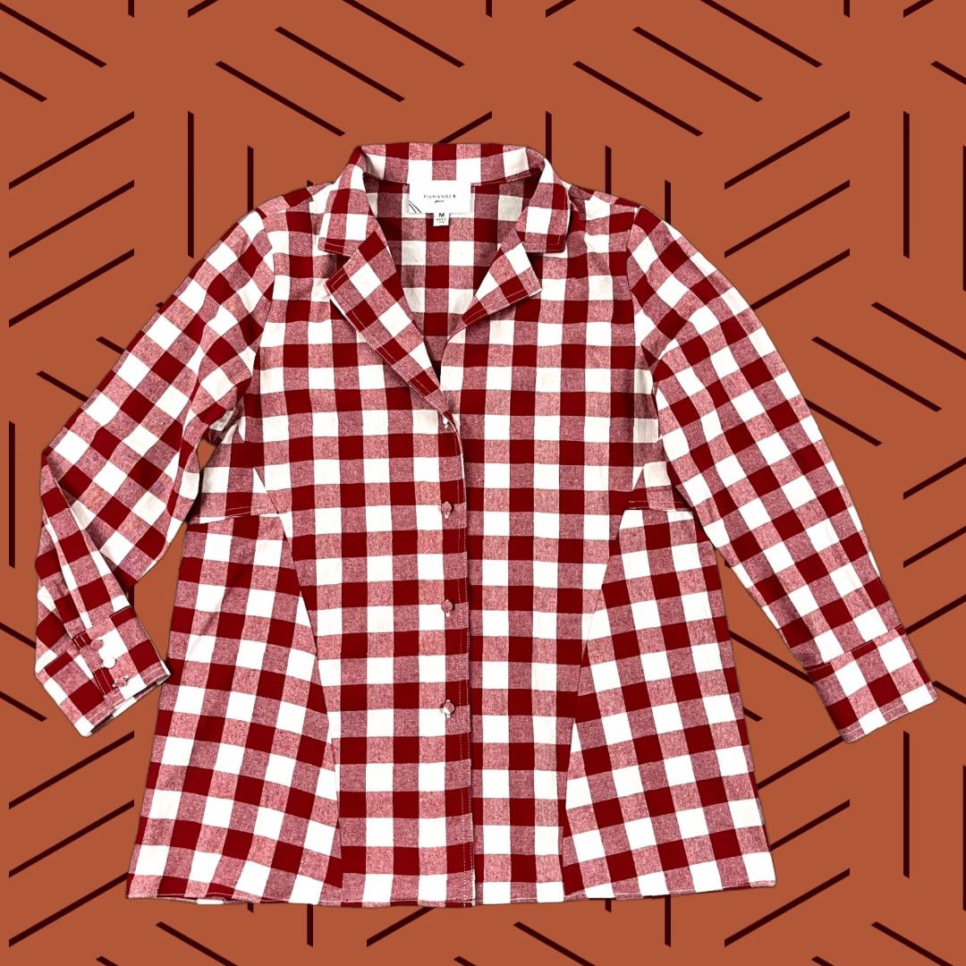 Vintage POMANDER PLACE Blouse Womens Medium Red White Plaid Picnic Check Gingham Size M / US 6-8 / IT 42-44 - 1 Thumbnail