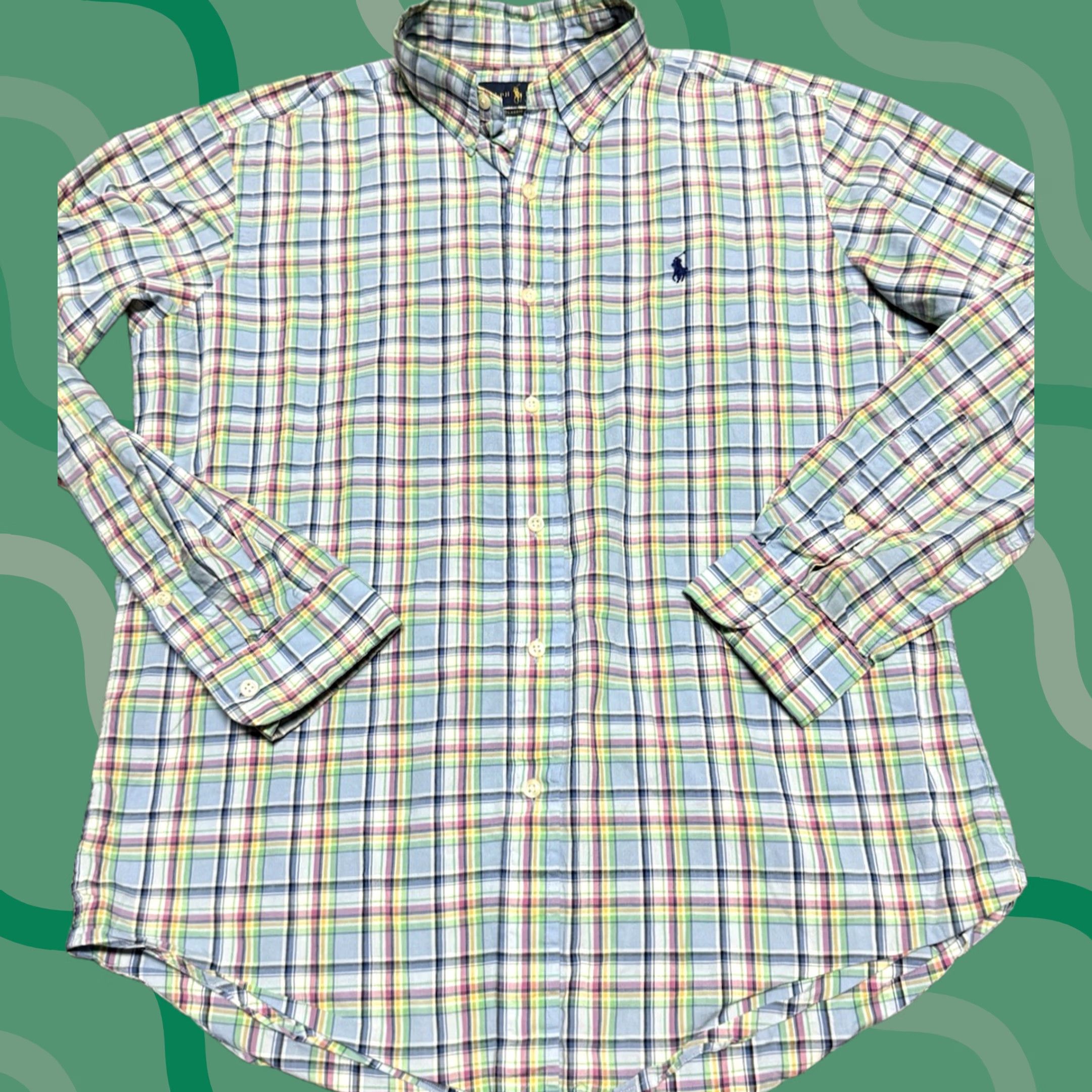 Polo Ralph Lauren Polo Ralph Lauren Shirt Mens Medium Blue PinkPink Yellow Easter Plaid Church Button-Up Size US M / EU 48-50 / 2 - 1 Thumbnail