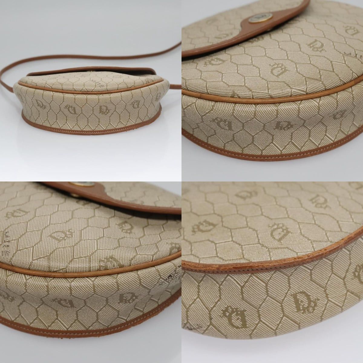 Dior DIOR Honeycomb Canvas Shoulder Bag Pvc Beige Gold Size ONE SIZE - 10 Thumbnail