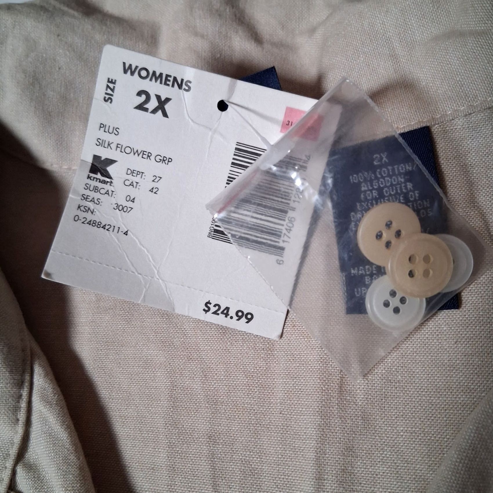 Basic Editions VINTAGE Basic Editions Shirt 2XL Beige Linen Floral Short Sleeve Women's Blouse Beaded Embroidered Flowers Linen Shirt Size XXL / US 16-18 / IT 52-54 - 7 Thumbnail