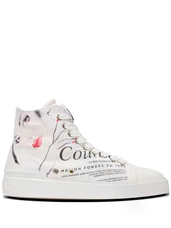 Balmain o1s1wg111225 B-Court High-Top Sneakers in White Size US 5 / IT 35 - 1 Thumbnail