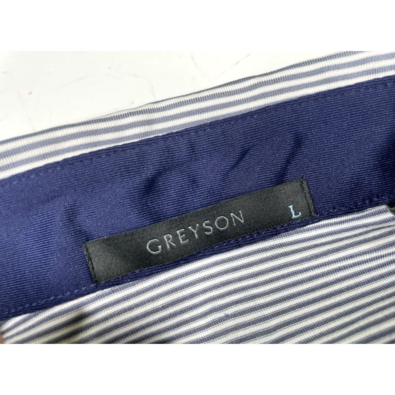 Vintage Greyson Golf Saranac Polo Shirt Men L Gray Stripe Performance Breathable Lightweight Short Sleeve Polo Shirt Size US L / EU 52-54 / 3 - 3 Thumbnail
