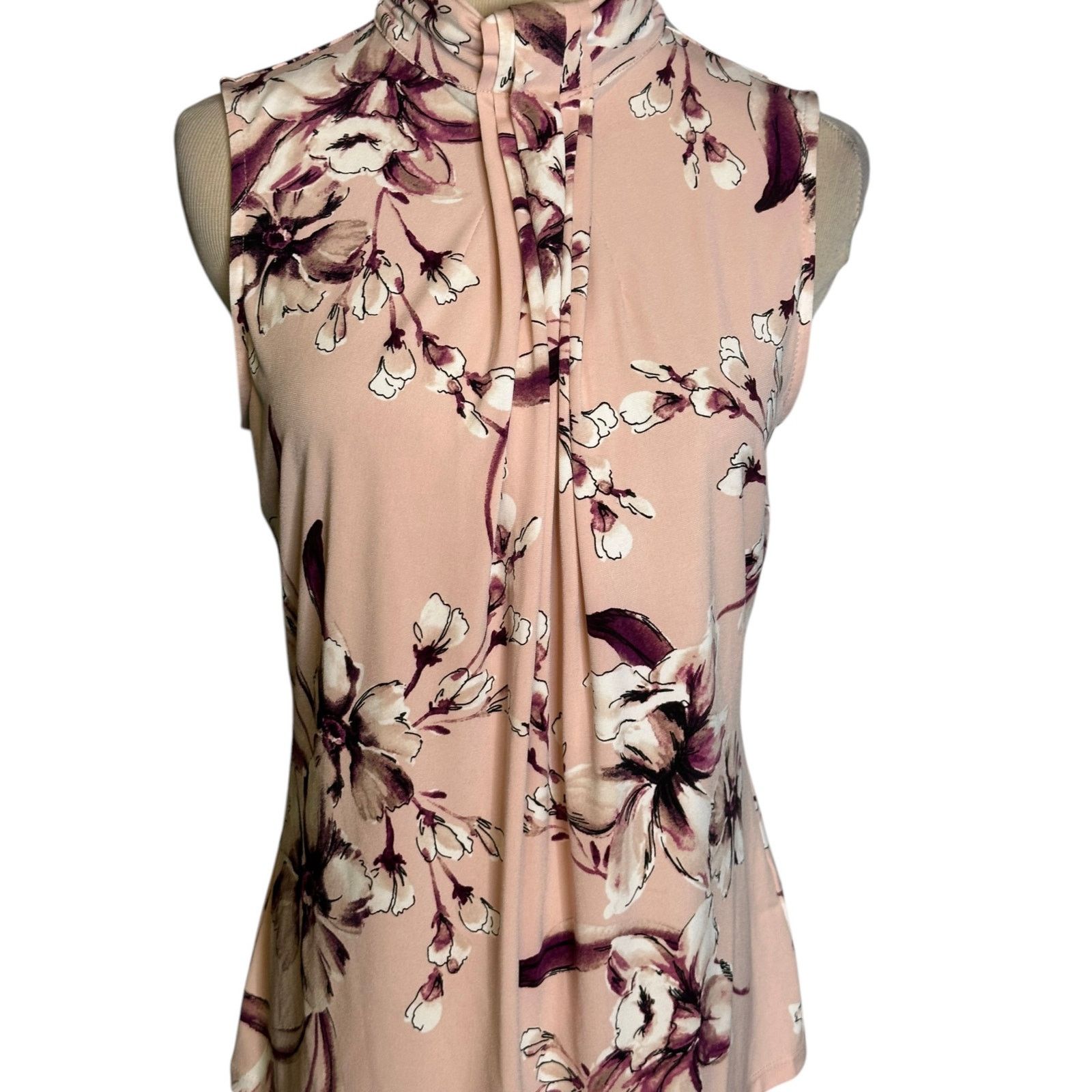 Karl Lagerfeld Karl Lagerfeld floral sleeveless drape-neck blouse size XS Size XS / US 0-2 / IT 36-38 - 10 Thumbnail