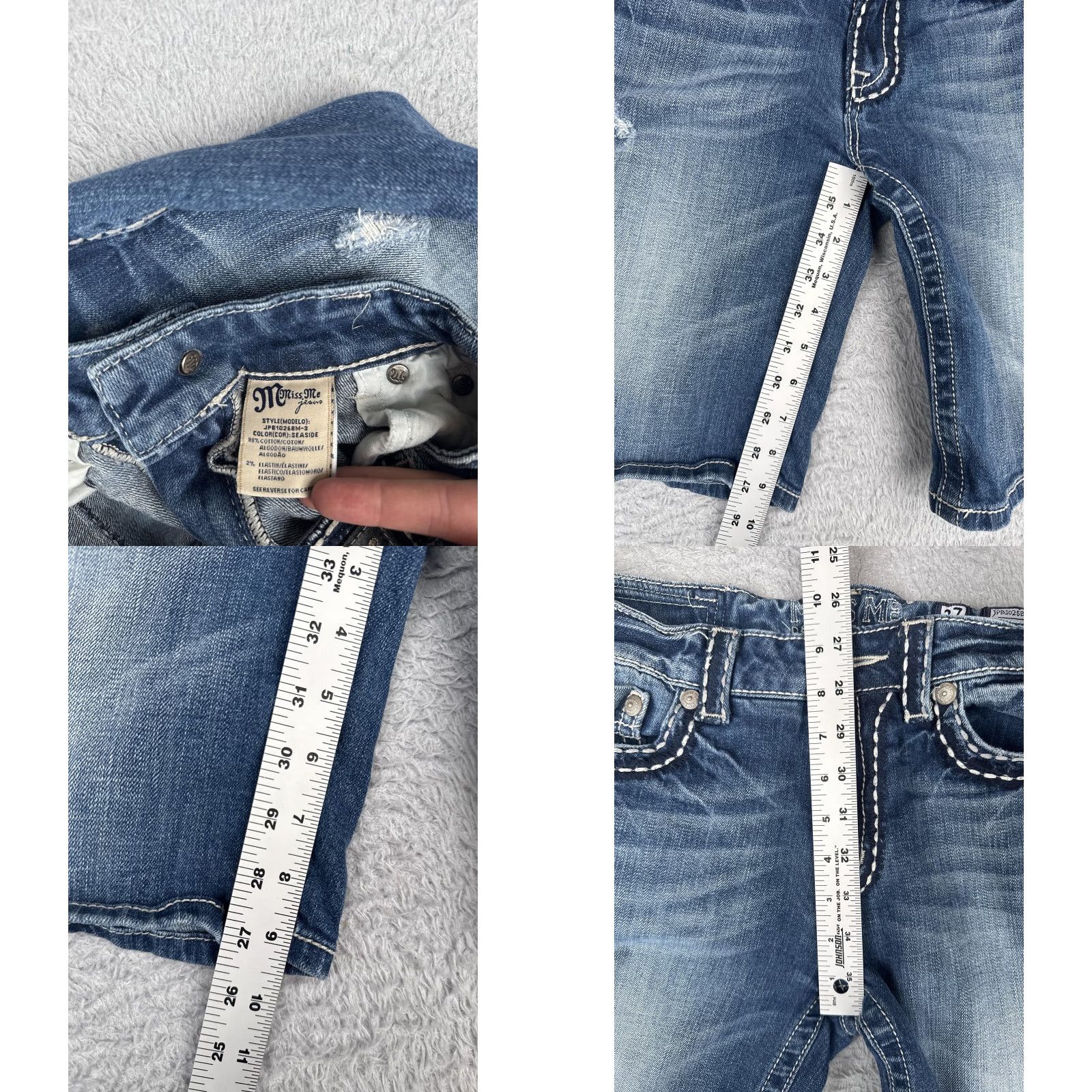 Miss Me Miss Me Shorts Bermuda Womens 27 Denim Blue 9 in Inseam 5-Pocket Stretch Distressed Embroidered Contrast Stitch Vintage No (if not vintage) Size 27" / US 4 / IT 40 - 8 Thumbnail