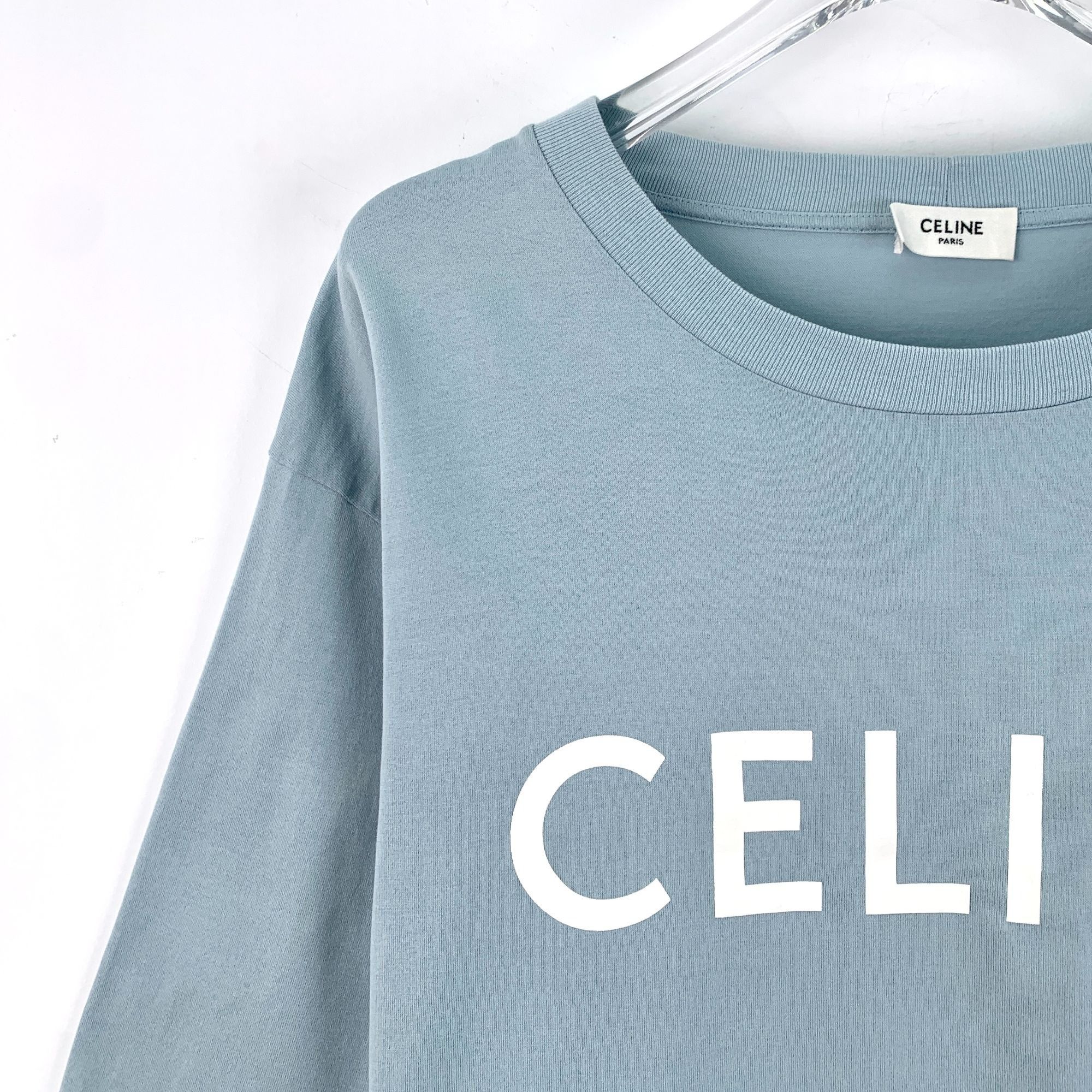Celine Celine Light Blue Letter Printed Cotton Round-Neck Short-Sle Size M / US 6-8 / IT 42-44 - 7 Thumbnail