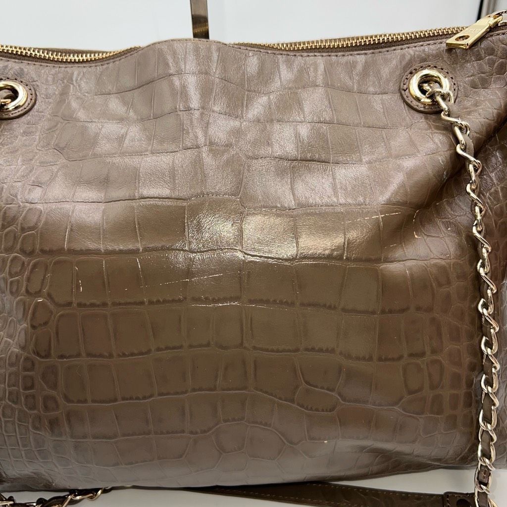 DKNY DKNY Croc Embossed Leather Adjustable Woven Chain Tote Size ONE SIZE - 7 Thumbnail