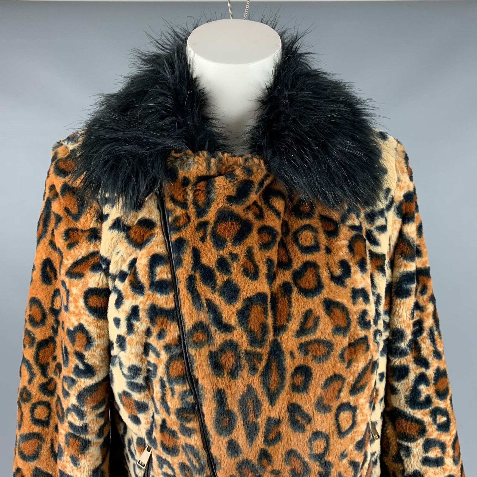 Other ADRIENNE LANDAU M Black Orange Polyester Blend Biker Jacket Size M / US 6-8 / IT 42-44 - 2 Thumbnail