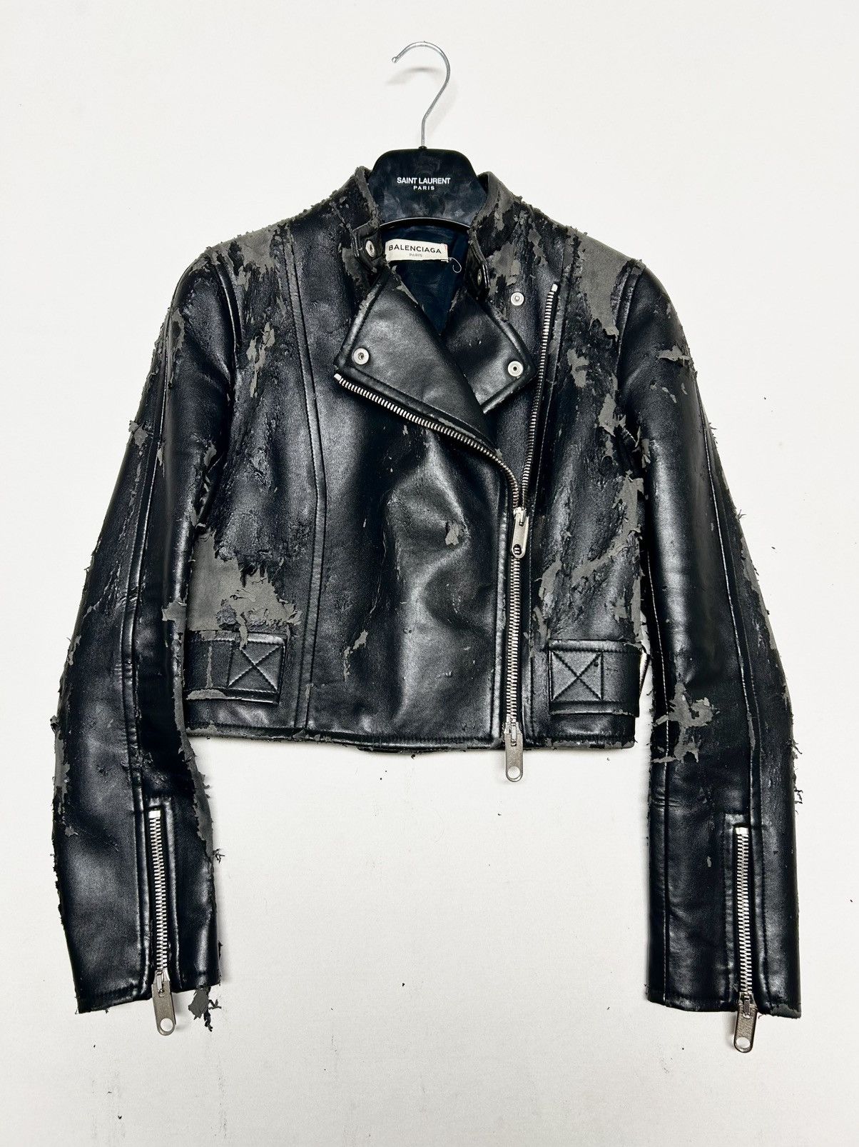 Balenciaga 2017 1/1 Sample Distressed Leather Biker Jacket Size US XS / EU 42 / 0 - 3 Thumbnail
