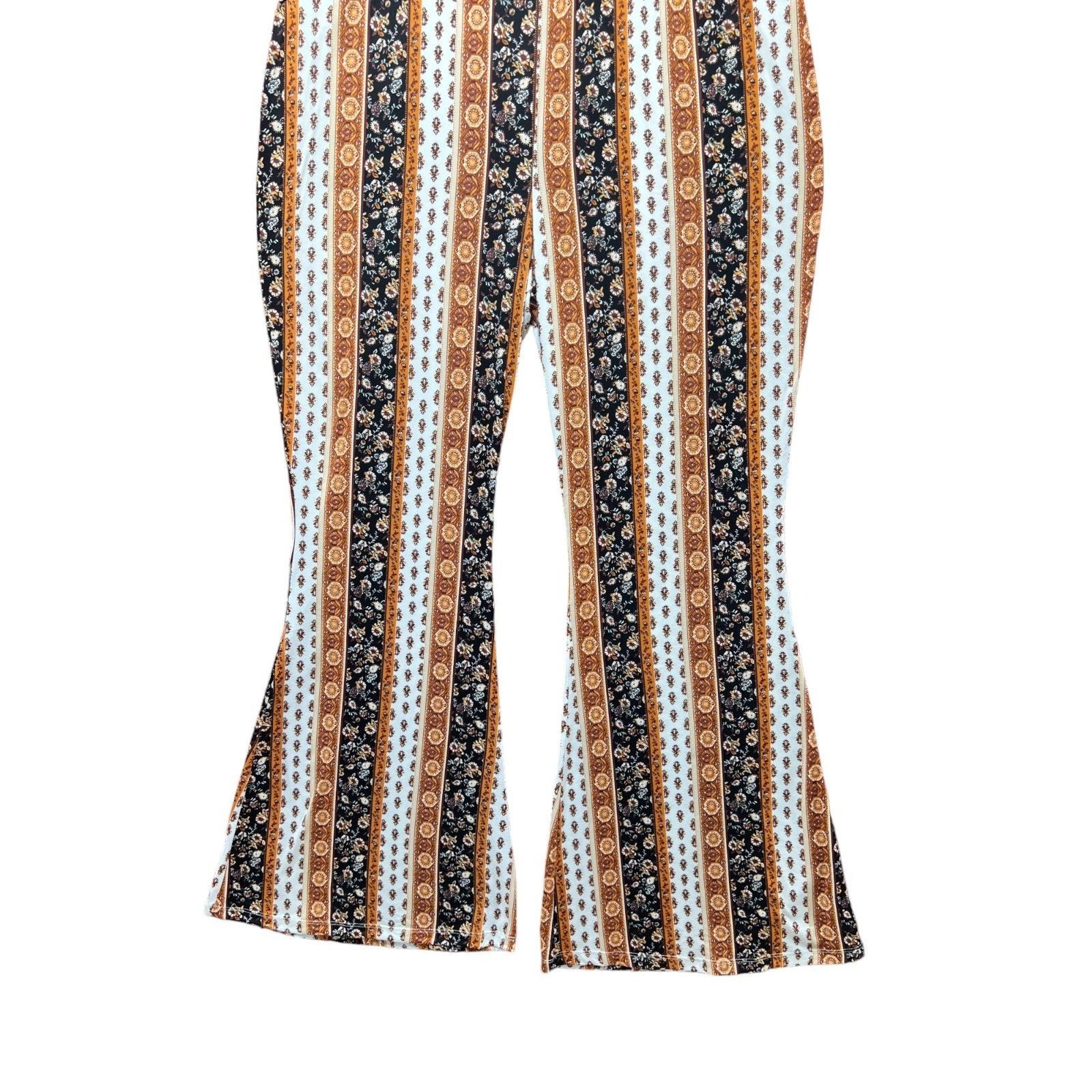 Other Rue + - Women's Flared Stretch Pants - With/Brown - 2X Size 36" / US 14 / IT 50 - 13 Thumbnail