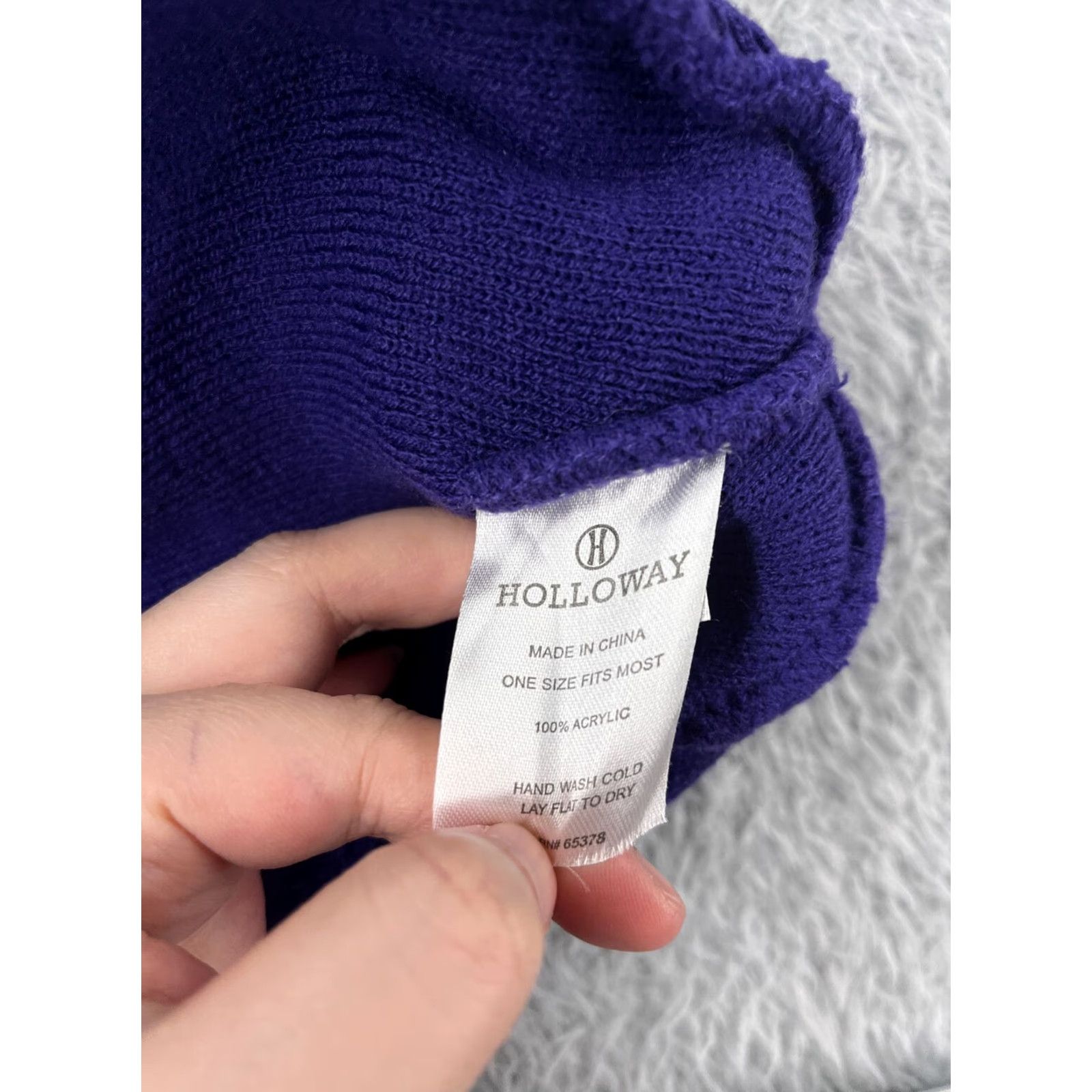 Holloway Holloway Beanie Toque Unisex Adults One Size Purple Yellow Stripe Knit Acrylic Pom Hat Size ONE SIZE - 8 Thumbnail