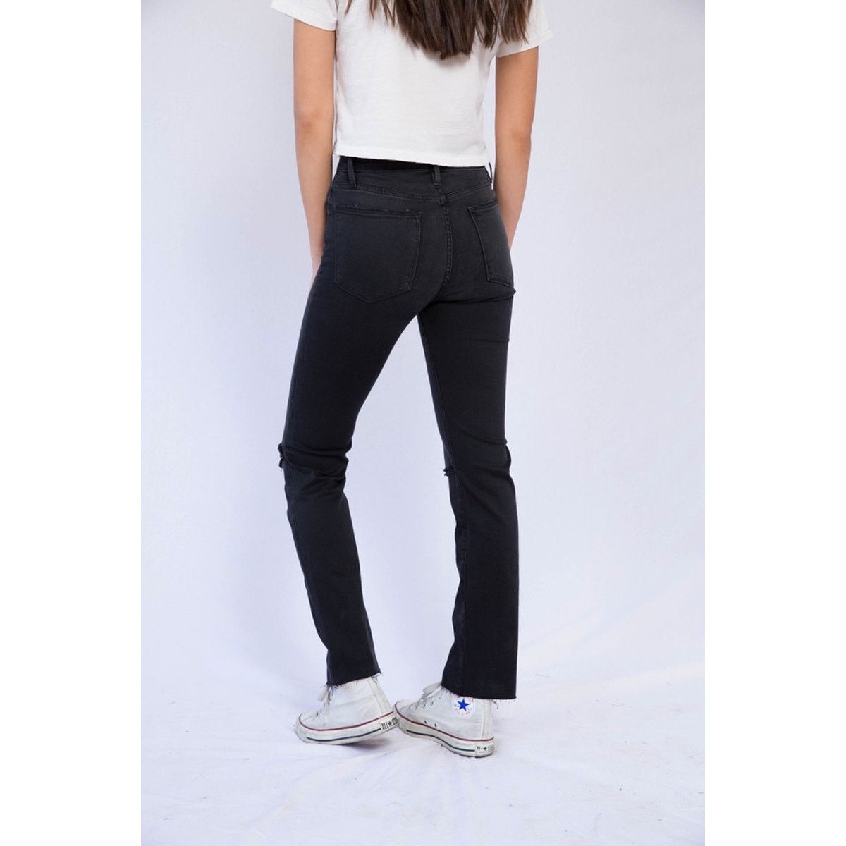 Frame FRAME Denim Le High Straight Molony Black Jeans SZ 25 Size 25" / US 0 / IT 36 - 3 Thumbnail