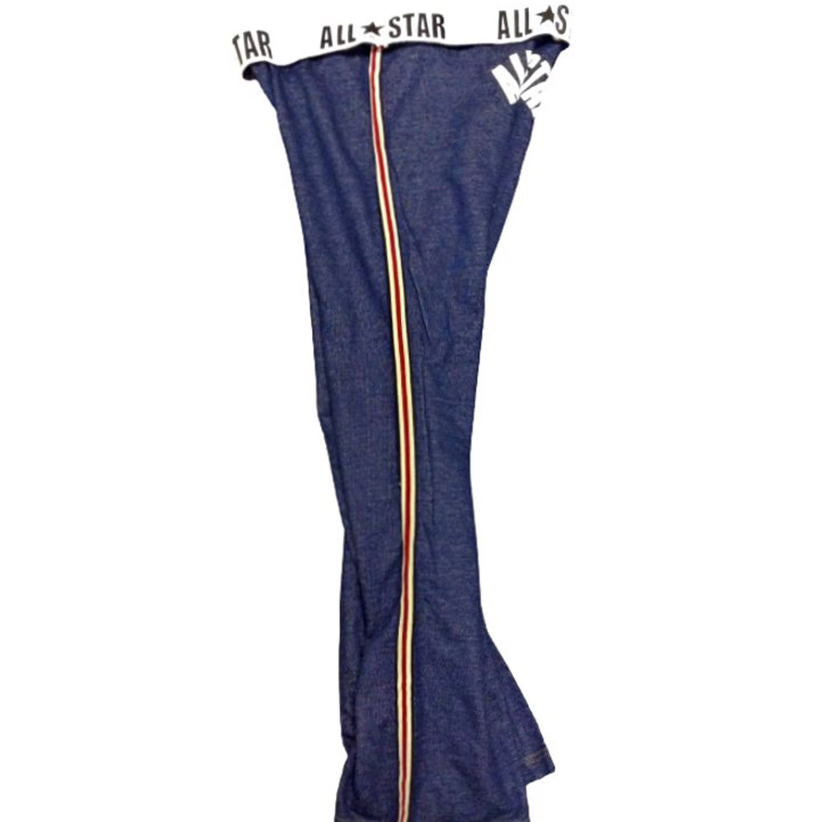 Converse Converse All Star Roll Waist Blue Denim Look Sweat Pants Womens L 100% Cotton Size 36" / US 14 / IT 50 - 4 Thumbnail